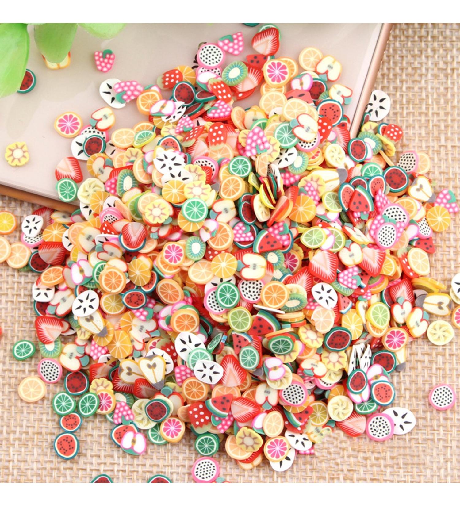 Basage 1000pcs/Bag Assorted Clay 3D Fruit Pattern Slices Nail Art Decoration by Cool Shiny Slicing Nail Decorations - Buy Online on GoSupps.com