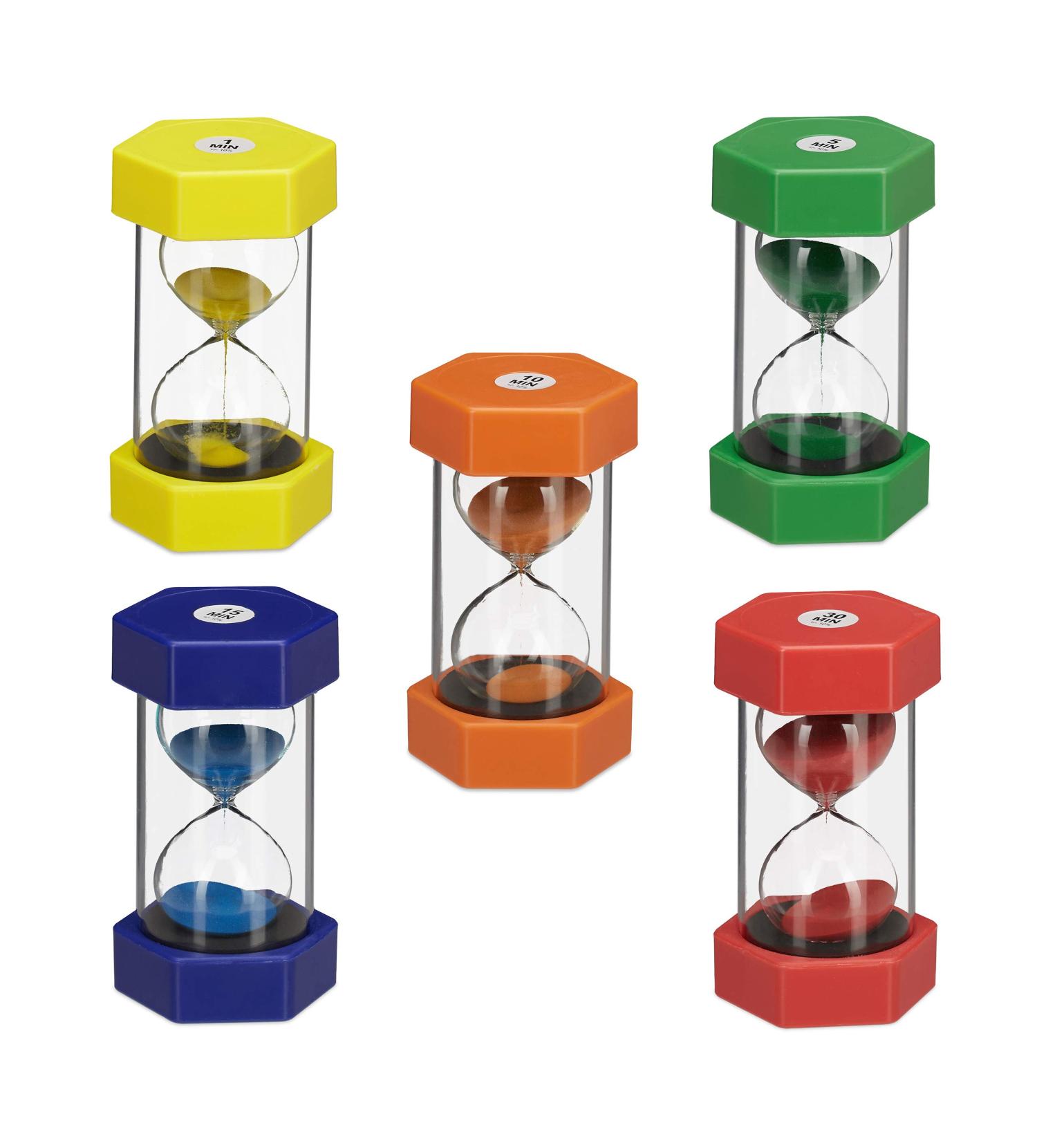 Buy Relaxdays 10024319 XXL Colorful Shatterproof Hourglass Set for Kids - 5X Time Learning | International Shipping Available - Buy Online on GoSupps.com