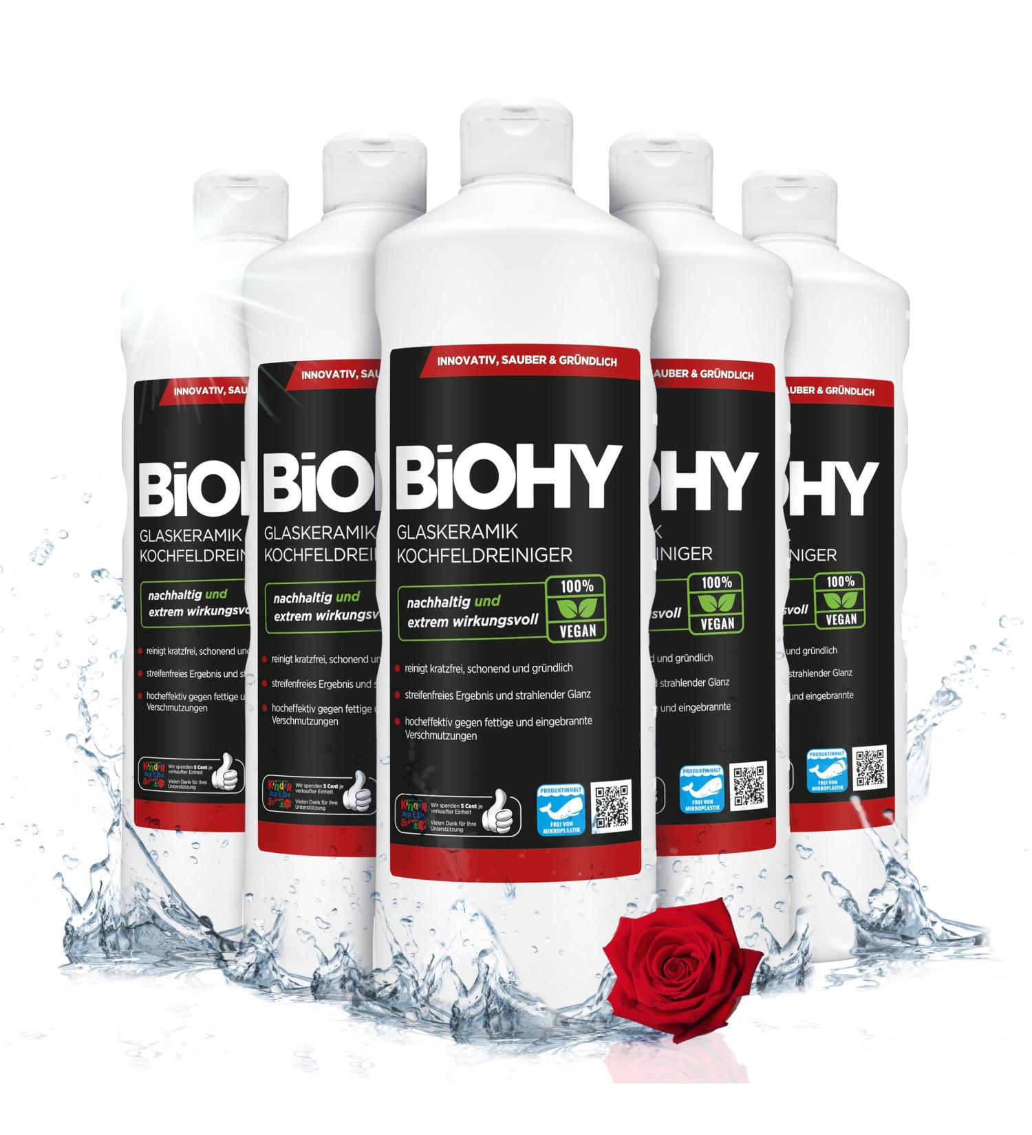 Biohy Glaskeramik Hob Field Cleaner - 6 x 1L Ceranfeldreiniger | Scratch-Free High Gloss Kitchen Cleaner | Biodegradable & Effective Ceranium Field Scraper Supplement - Buy Online on GoSupps.com