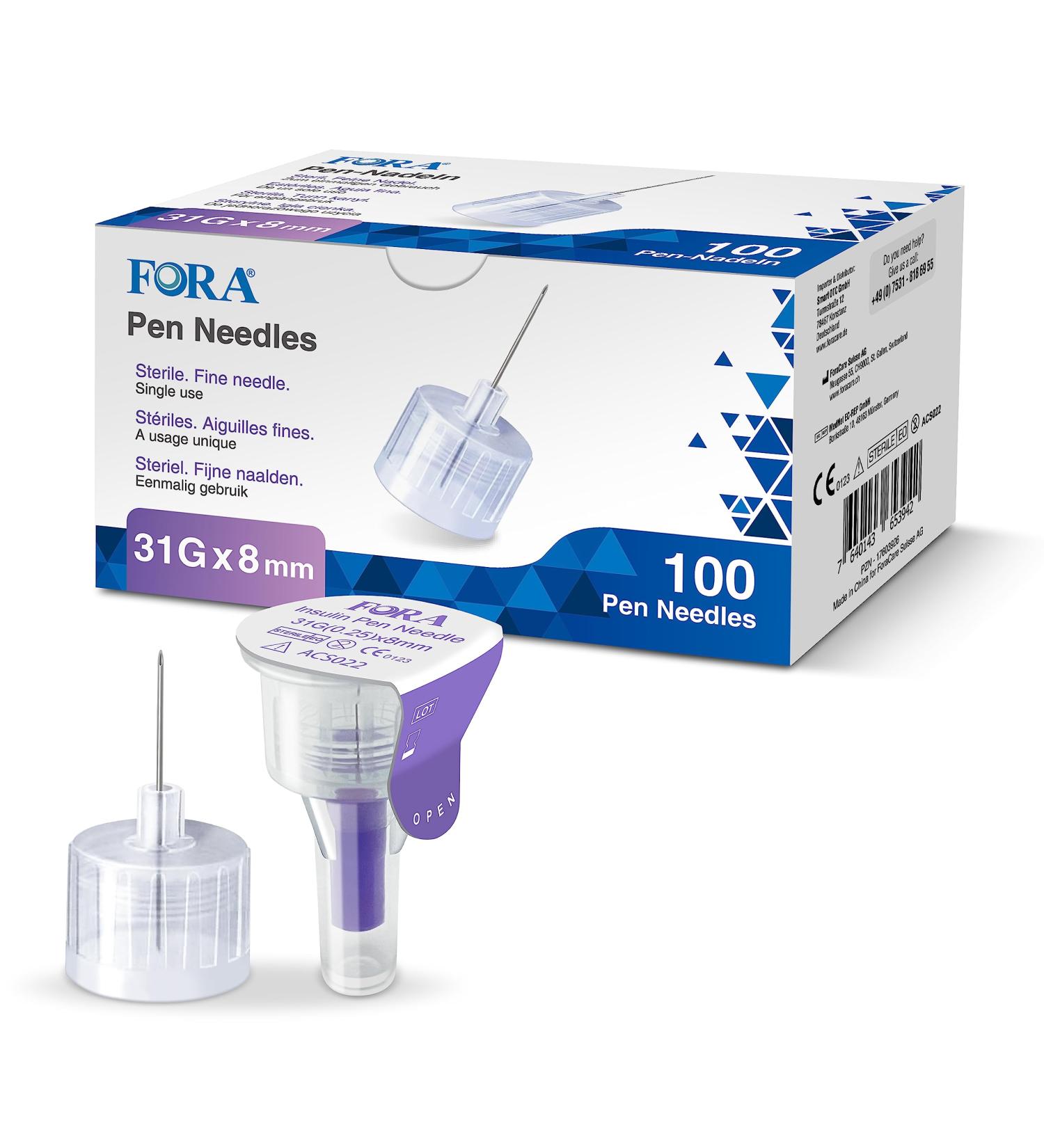 Buy FORA Comfort Insulin Pen Needles 31G 8mm - 100 Pack | Universal Compatibility | Fast International Shipping - Buy Online on GoSupps.com