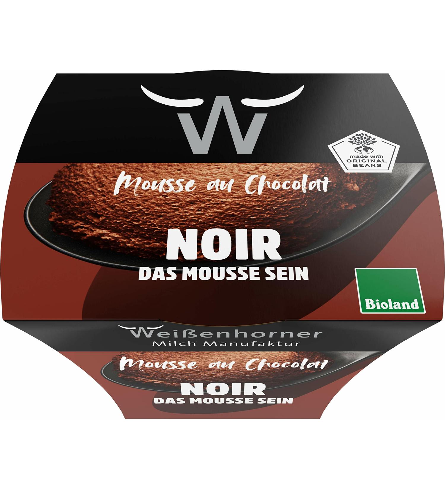 Weißenhorner Milch Manufaktur Bioland Mousse au Chocolat noir (6 x 80 gr) 80 g (pack of 6)