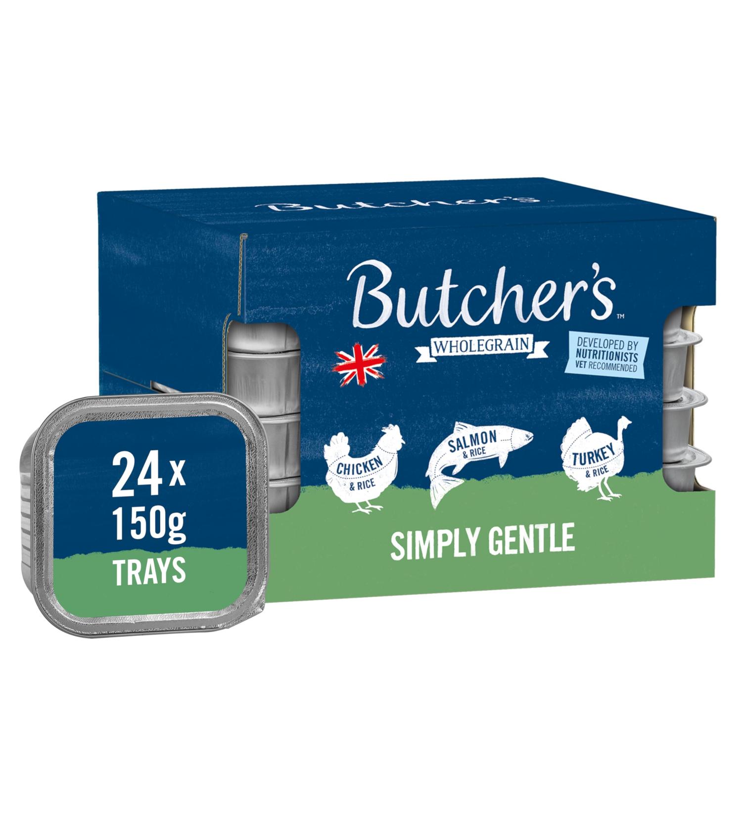 BUTCHER'S Simply Gentle Dog Food Tray 24 x 150g - Buy Online on GoSupps.com
