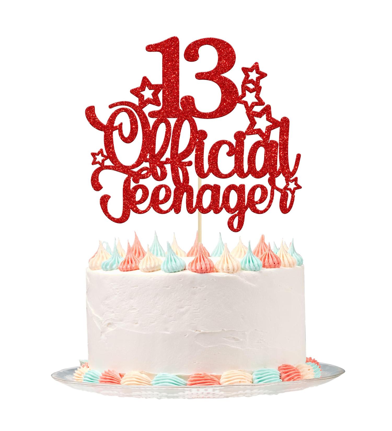 1 Pack 13 Official Teenager Cake Topper Red Glitter Number 13 Cheers to 13 Cake Topper 13th Birthday Cake Pick Decorations for Teen 13th Birthday Party Decorations Supplies - Buy Online on GoSupps.com