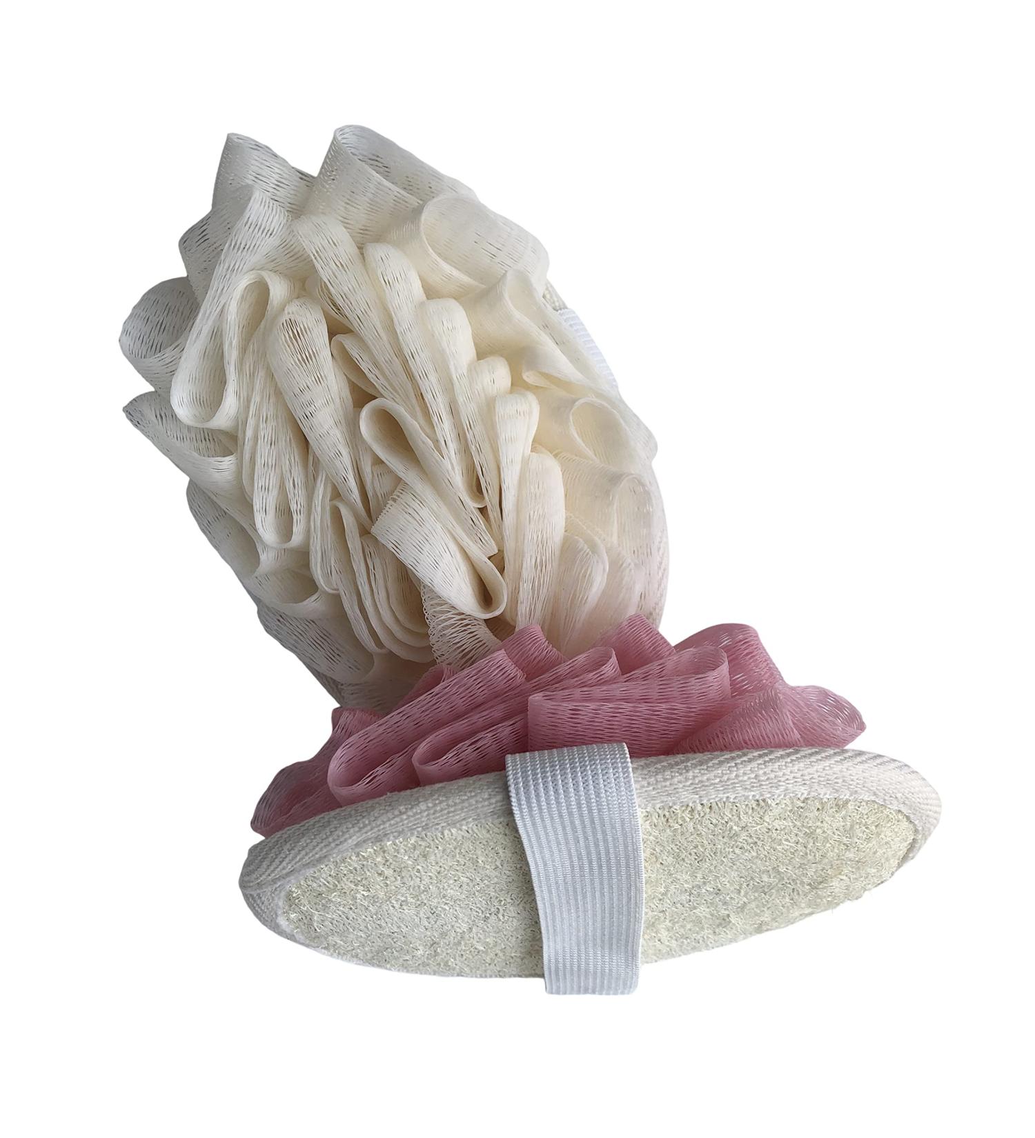 2 PCS Exfoliating Body Loofah Scrubber Set with Elastic Hand Strap - Shower Sponge Brushes for Bath - Travel-Friendly Shower Puff - Buy Online on GoSupps.com