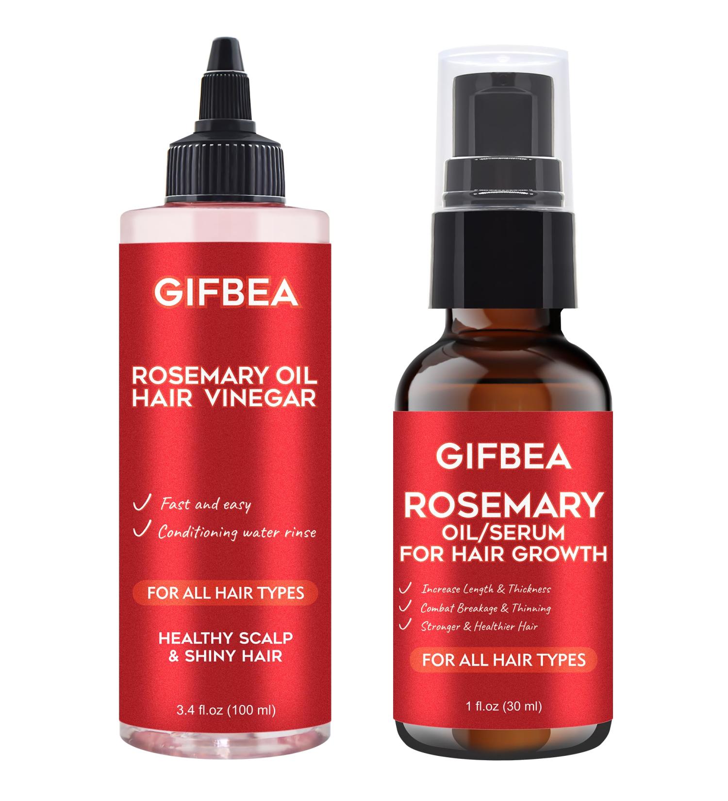 Rosemary Hair Growth Serum with Hair Vinegar Rinse - Scalp Treatment for Balance, Moisture, and Growth - Buy Online on GoSupps.com
