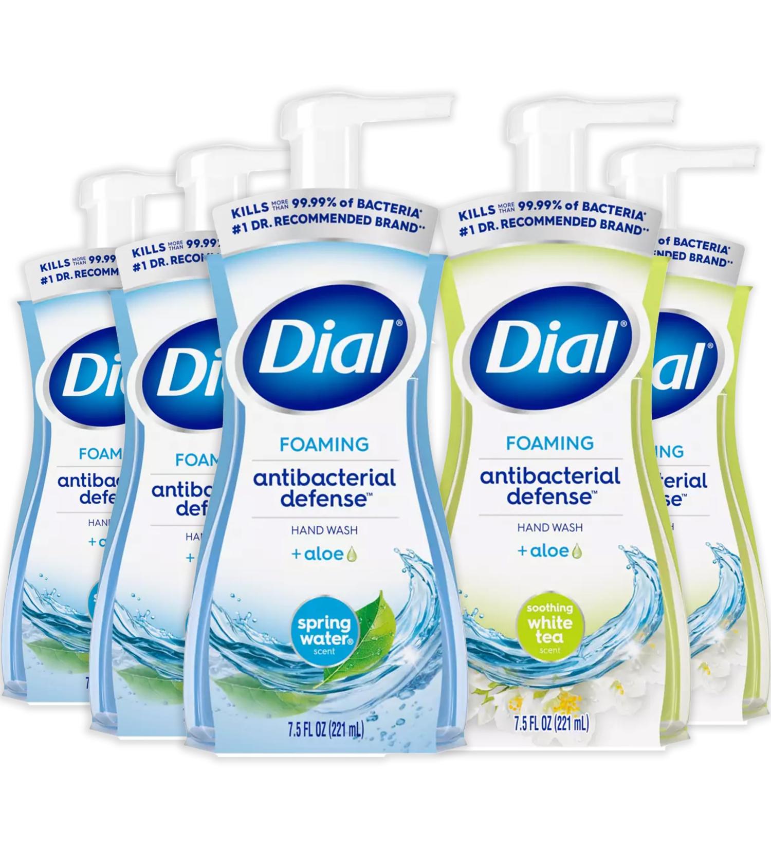 Dial Foaming Hand Wash Variety Pack 5 Pack Hand Soap in Pump Bottles Gentle Moisturizing Aloe Vera Formula White Tea/Spring Water 10 fl oz. Each - Buy Online on GoSupps.com