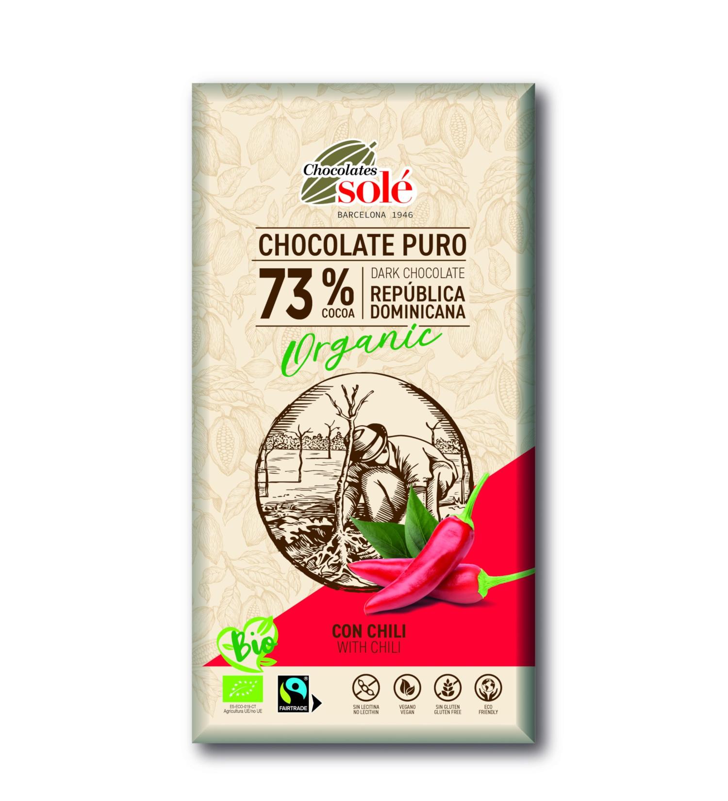 CHOCOLATES SOLE 73% dark chocolate with chili 100g. - Buy Online on GoSupps.com