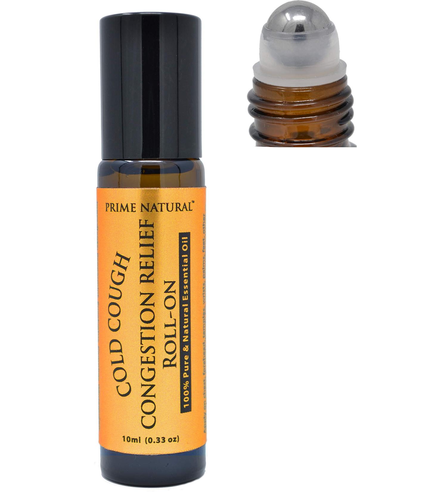 PRIME NATURAL Cold Cough Congestion Relief Essential Oil Roll-On (10ml) - Soothing Sinus Sore Muscle Headache & Sleep Aid | Pre-Diluted Ready to Use - Buy Online on GoSupps.com