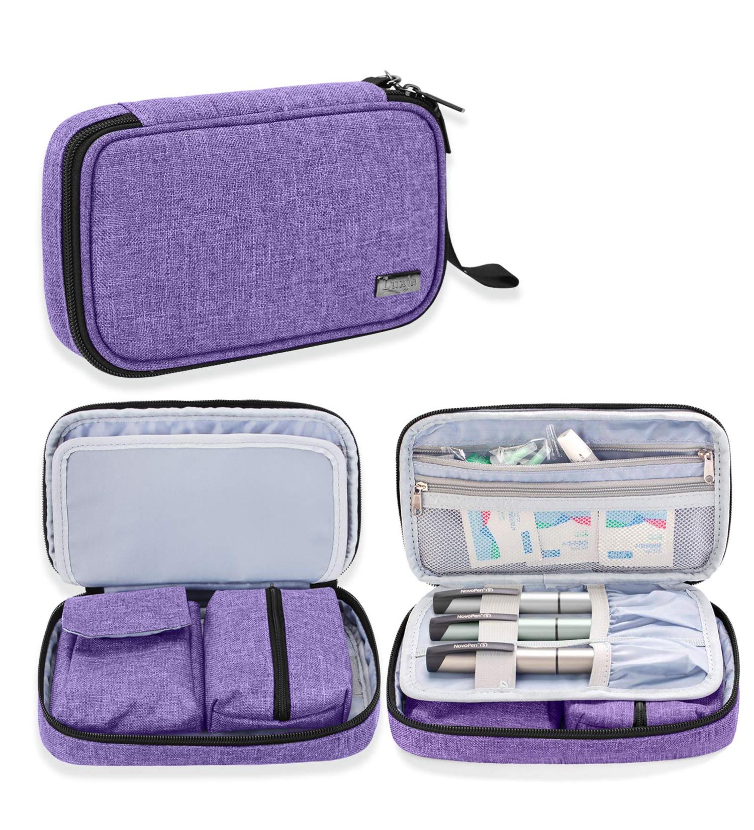 Luxja Diabetic Supplies Travel Case - Purple Storage Bag for Glucose Meter & Diabetic Supplies - Buy Online on GoSupps.com