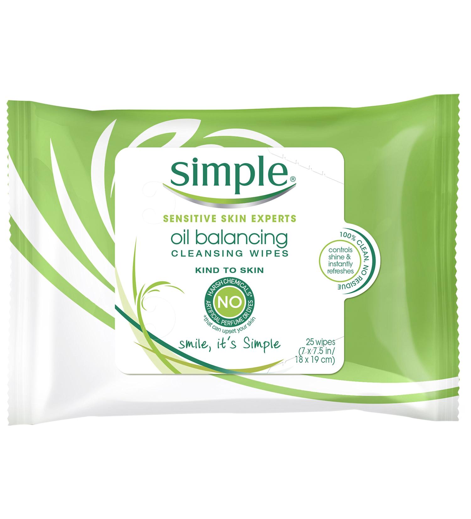 Simple Cleansing Facial Wipes - Oil Balancing 25 ct | Improve Skin Clarity | Shop Internationally - Buy Online on GoSupps.com