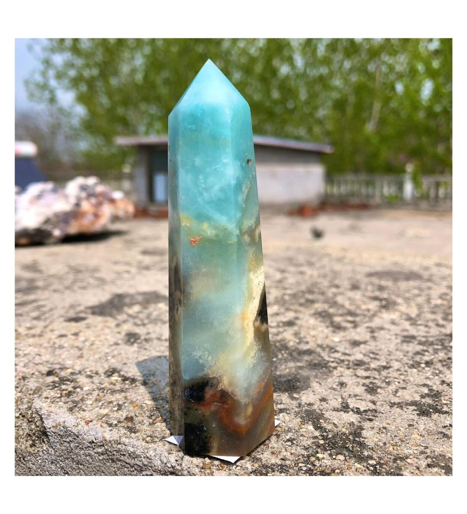 Natural Caribbean Calcite Crystal Hexagon Wand Single Point Sky Blue Stone Tower for Decoration 1pc (Size : 200-250g) - Buy Online on GoSupps.com