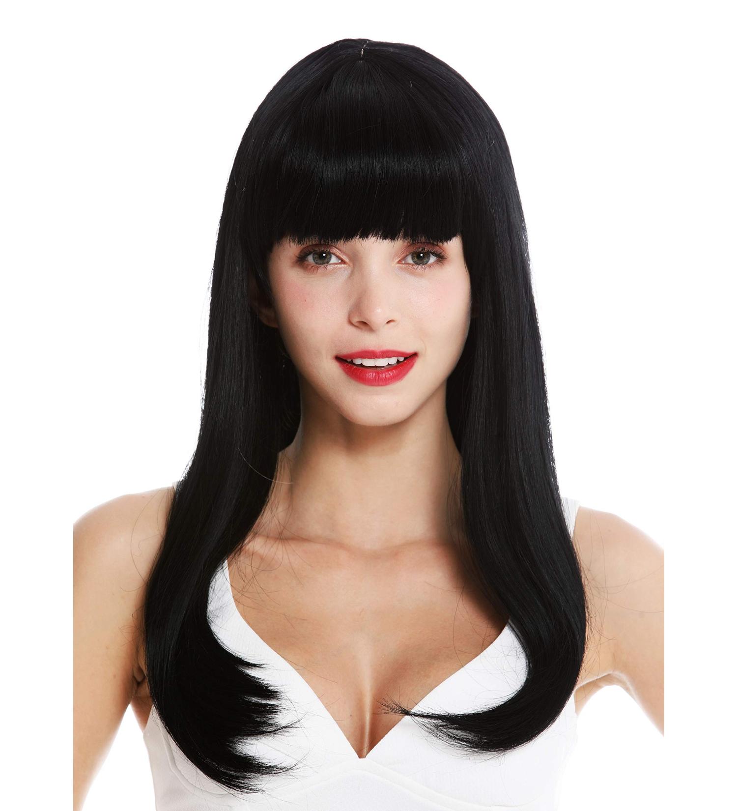 WIG ME UP MA116-1 Women's Long Straight Black Wig with Bangs - Retro 50s Style eCommerce Shipping Worldwide - Buy Online on GoSupps.com