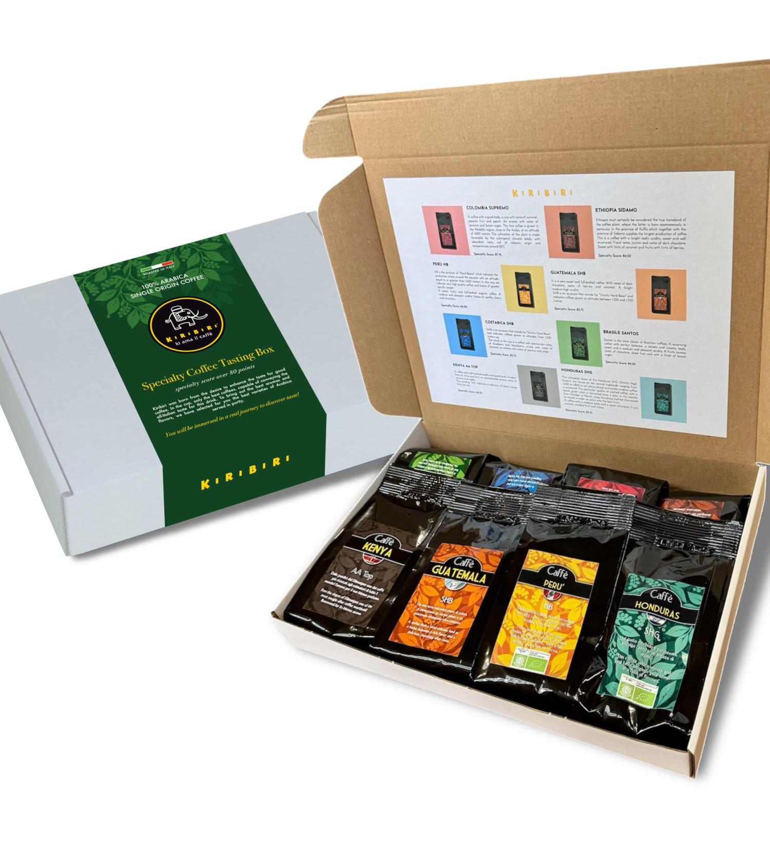 KIRIBIRI Coffee beans 100% Arabica Monorigine Tasting Brazil Colombia Costa Rica Ethiopia Kenya Peru and Honduras Organic Guatemala (8x100g) - Buy Online on GoSupps.com