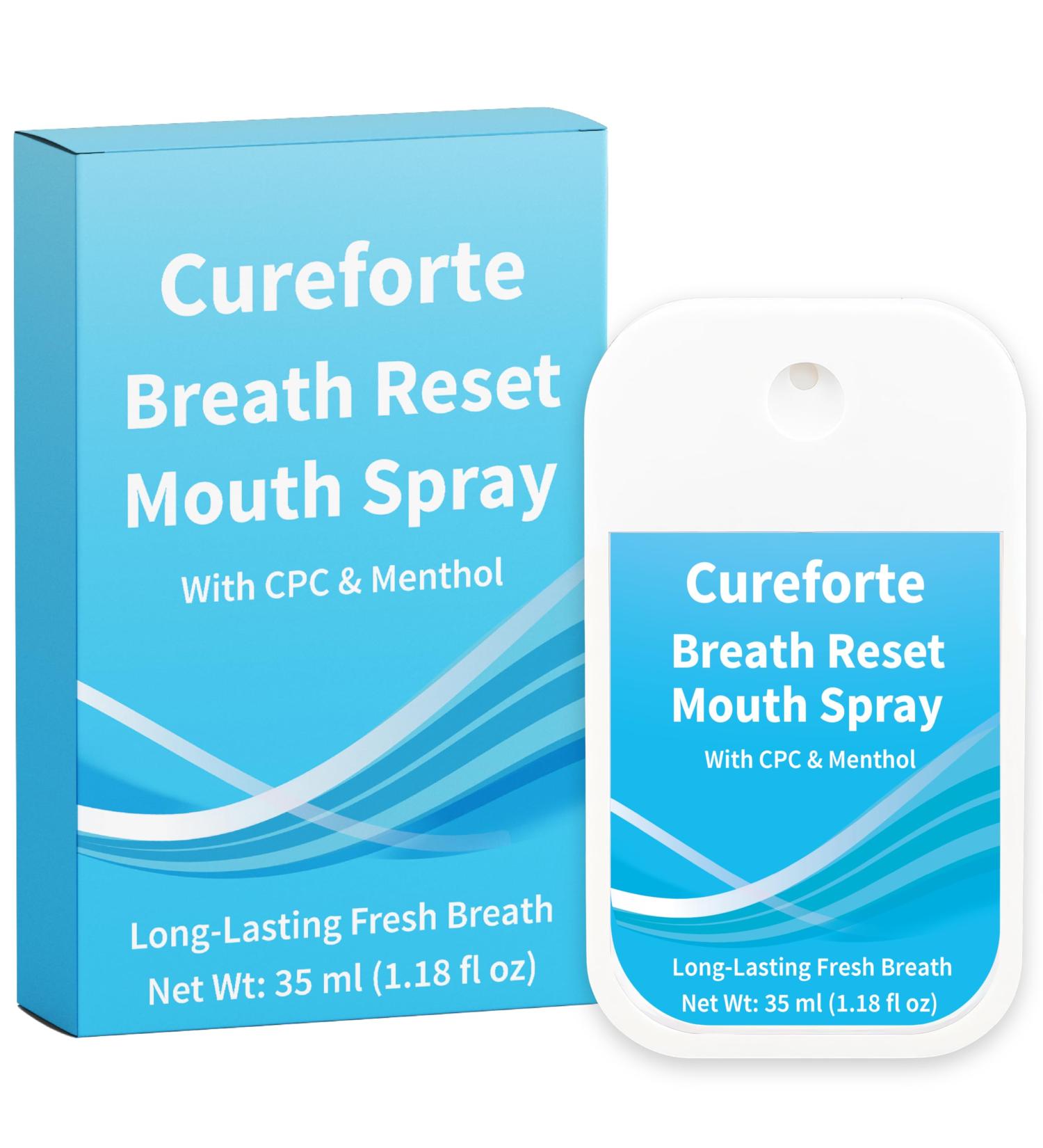 Cureforte Breath Reset Mouth Spray Fresh Breath & Oral Care with Glycerin & Aloe Kills Germs & Becteria Reduces Plaque Relieves Dry Mouth 1.18 Fl Oz - Buy Online on GoSupps.com