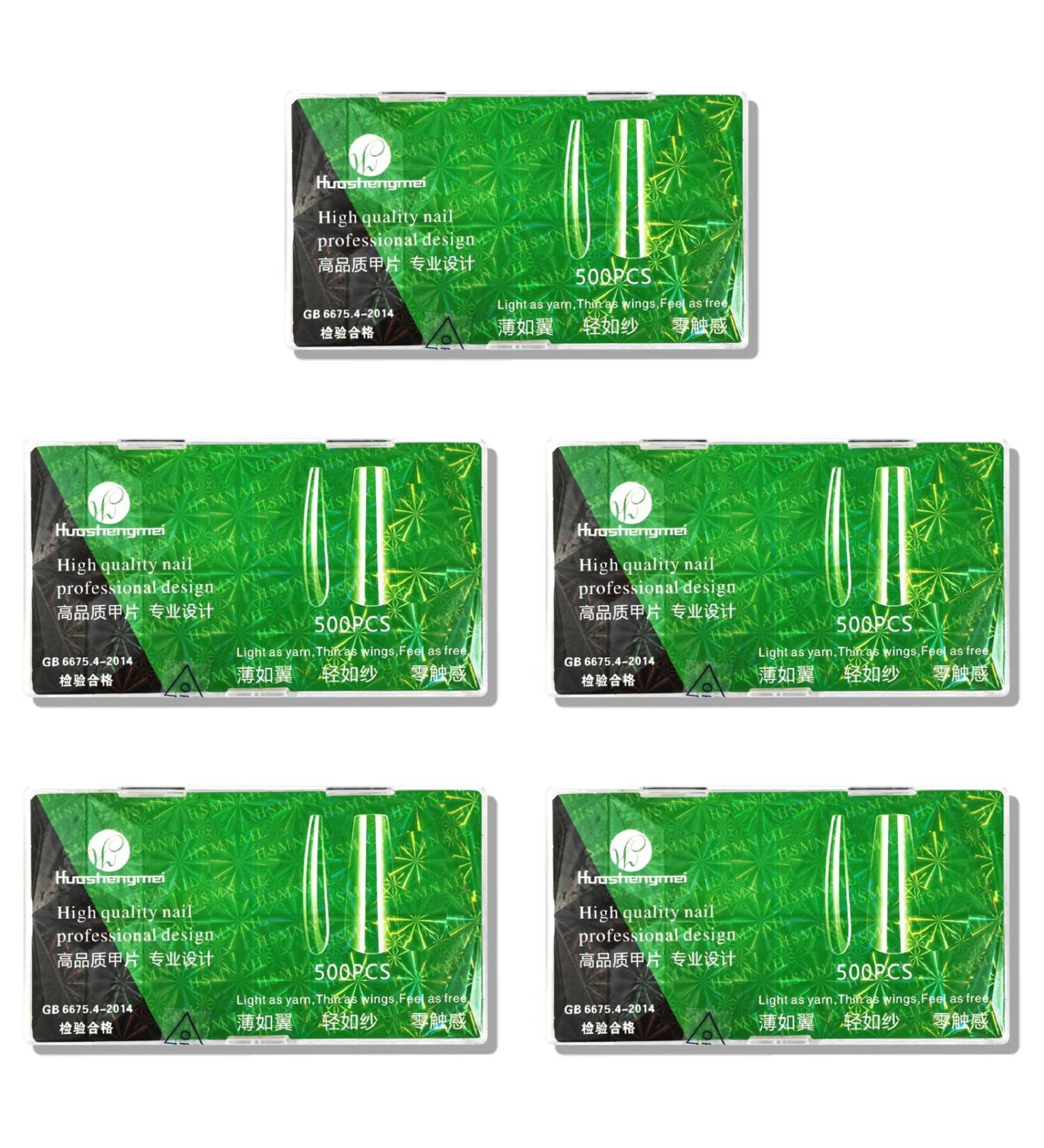 YOXIER Fake Tips Artificial Stick On Type Clear Long Nails Ornament Plentiful Quantity Birthday Gift A 5 Pcs