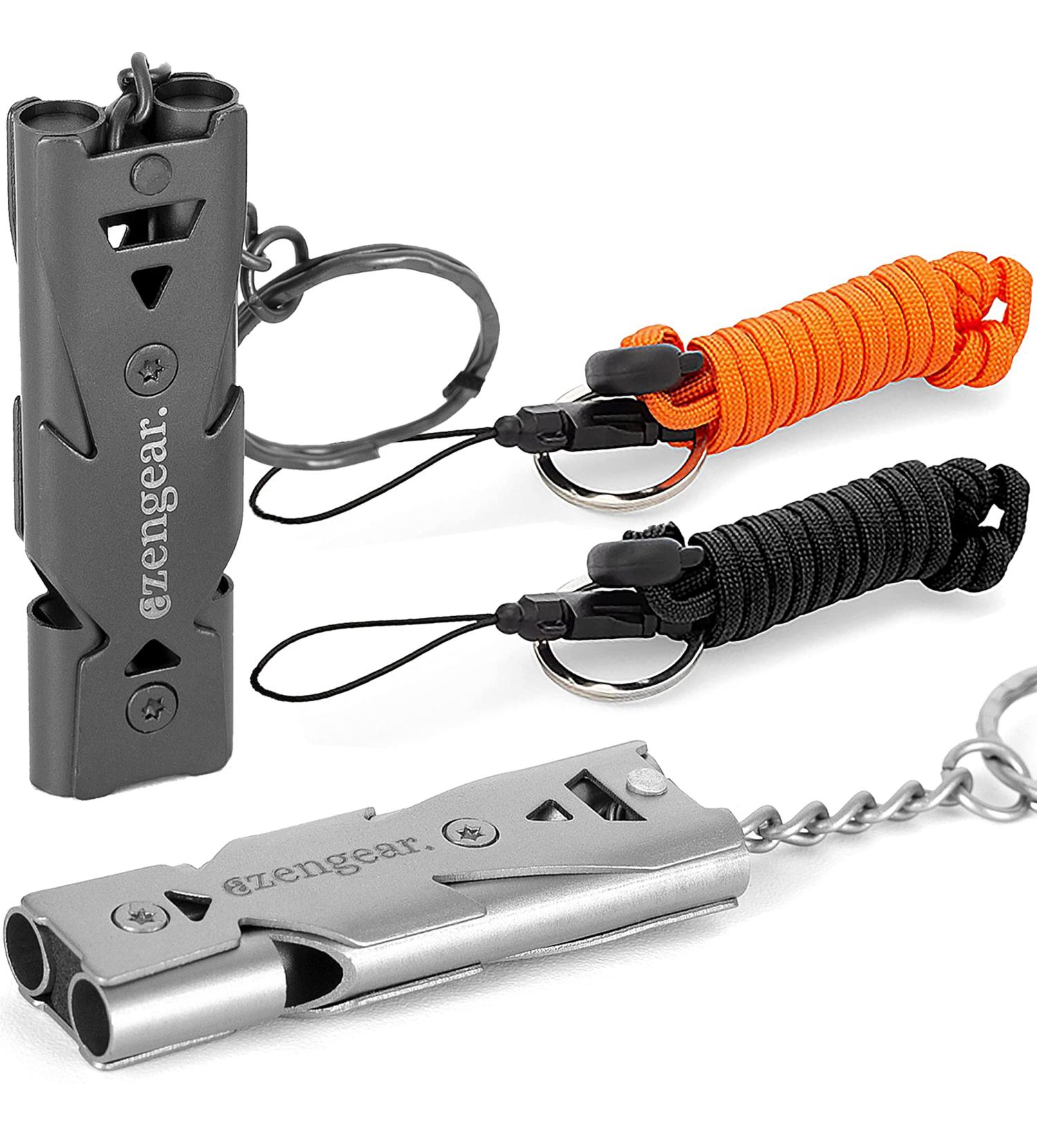 Azengear Loud Pipe Whistles (2 pcs) | Waterproof Stainless Steel | Paracord Cord & Key Rings | Ideal for Emergencies Dog Walks Security Training Camping & Kayaking - Buy Online on GoSupps.com