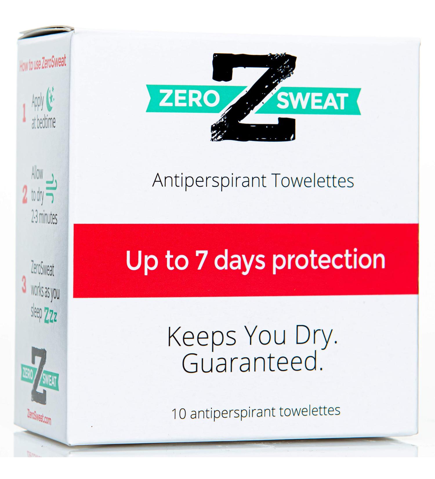 ZeroSweat Antiperspirant Wipes - Clinical Strength Hyperhidrosis Treatment - 10 Wipes - Buy Online on GoSupps.com