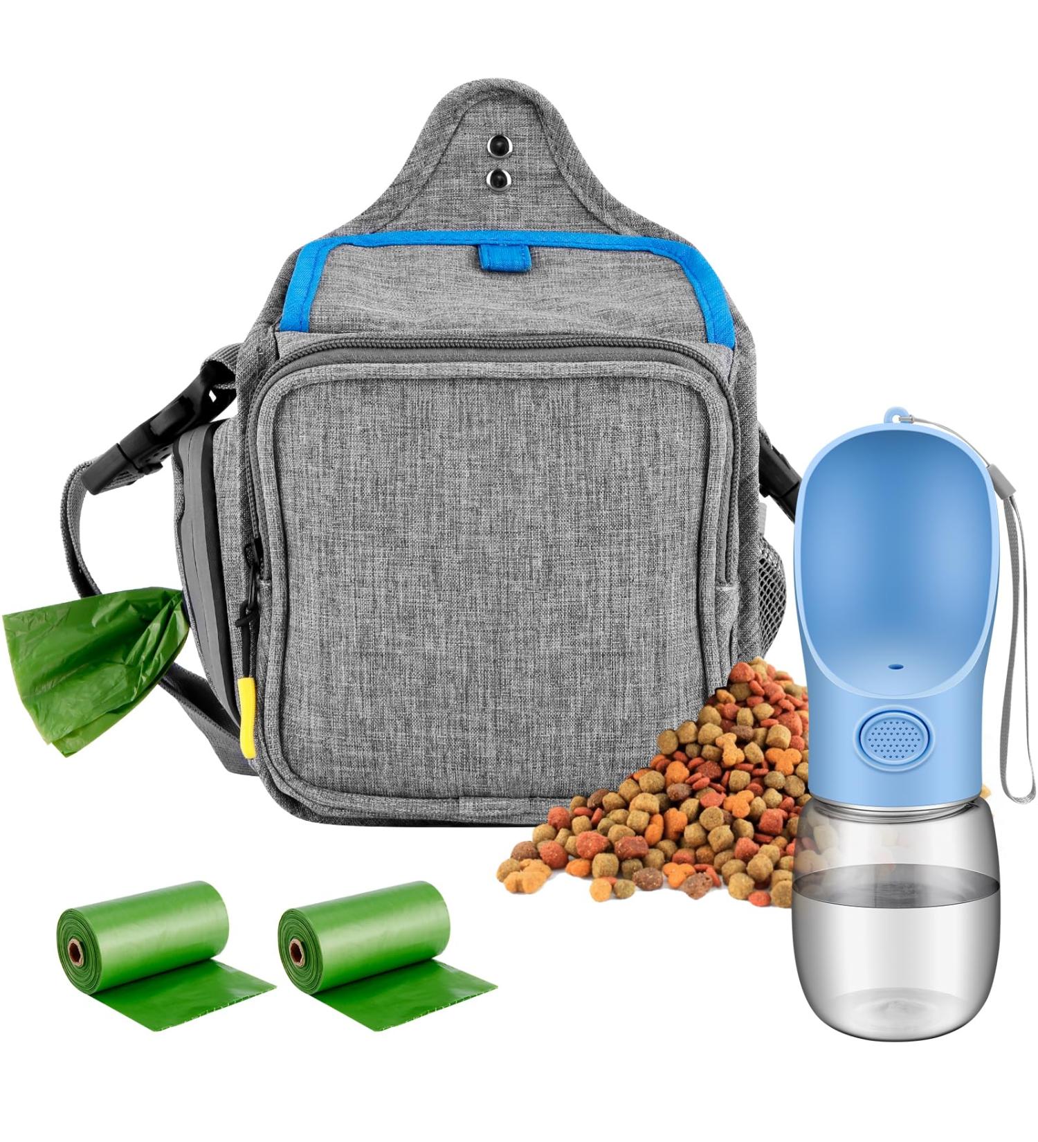 Odoland Dog Treat Pouch Bag Set - Dog Walking Bag with Water Bottle, Poop Bag Holder & Treat Bag - Pet Training Grey - Buy Online on GoSupps.com