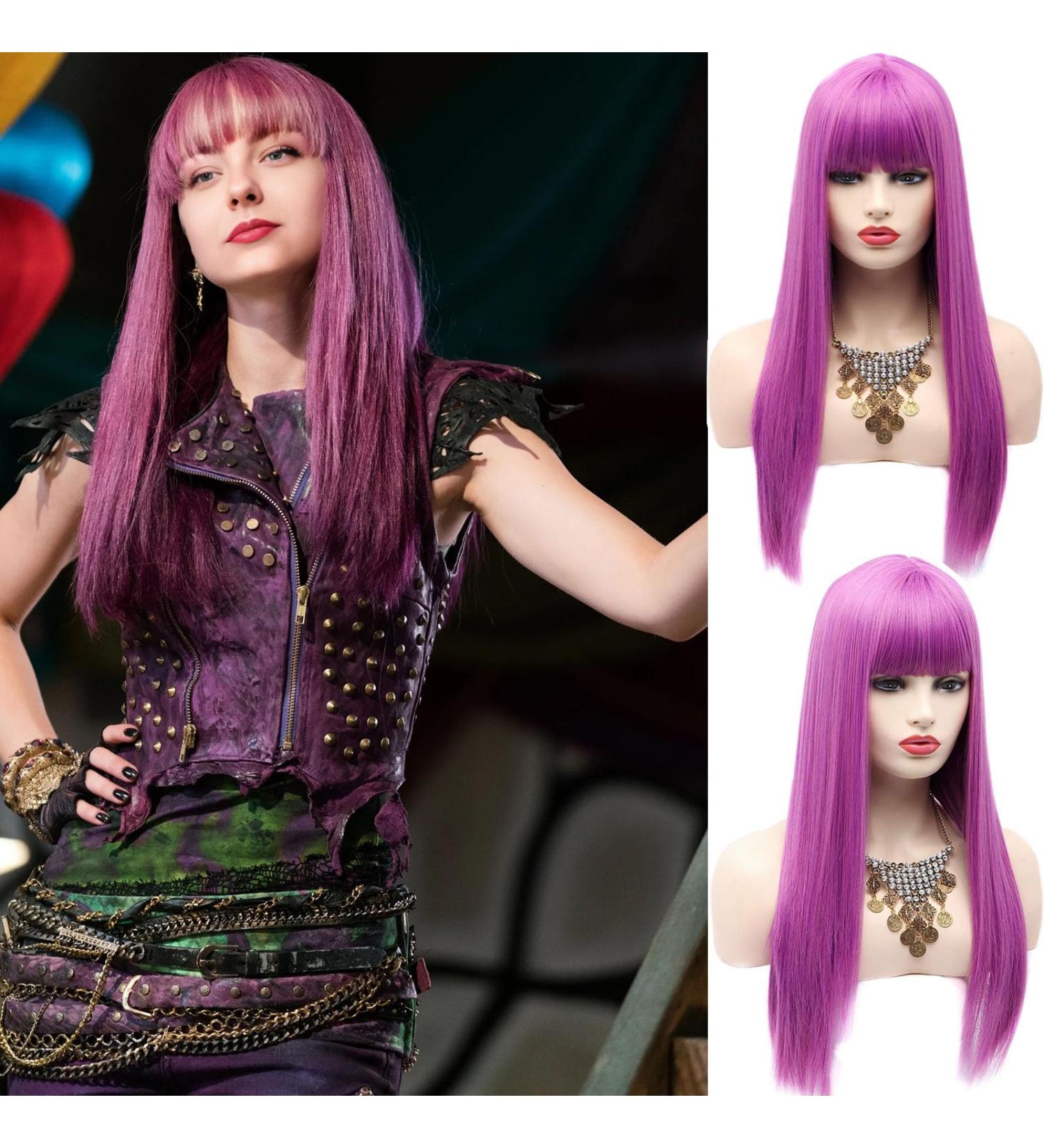 Bestung Light Purple Straight Cosplay Wig 22 Inches Long - Synthetic Full Hair with Bangs for Women - Costume or Daily Wear - 24 Purple - Buy Online on GoSupps.com