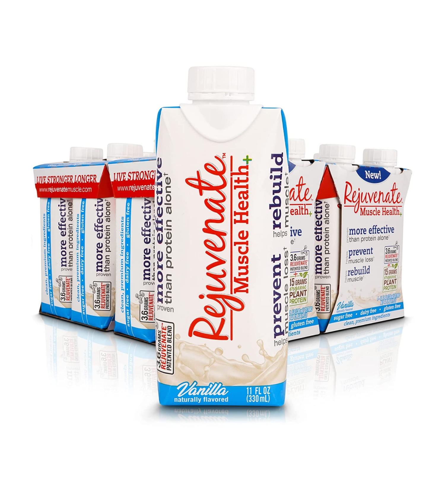 Rejuvenate Ready To Drink 15g Organic Plant Protein with Essential Amino Acid Blend - Muscle Health & Wellness - Supplement for Men & Women - Sugar  Dairy  and Gluten Free - 12 Servings - Vanilla - Buy Online on GoSupps.com