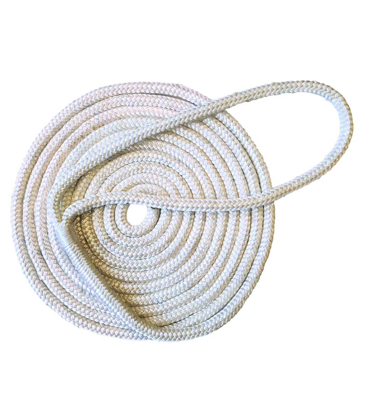 Tommy Docks 15ft Dock Line - 3/8 in Thick Double Braided Nylon Rope - 400 lb Break Strength - White - Buy Online on GoSupps.com
