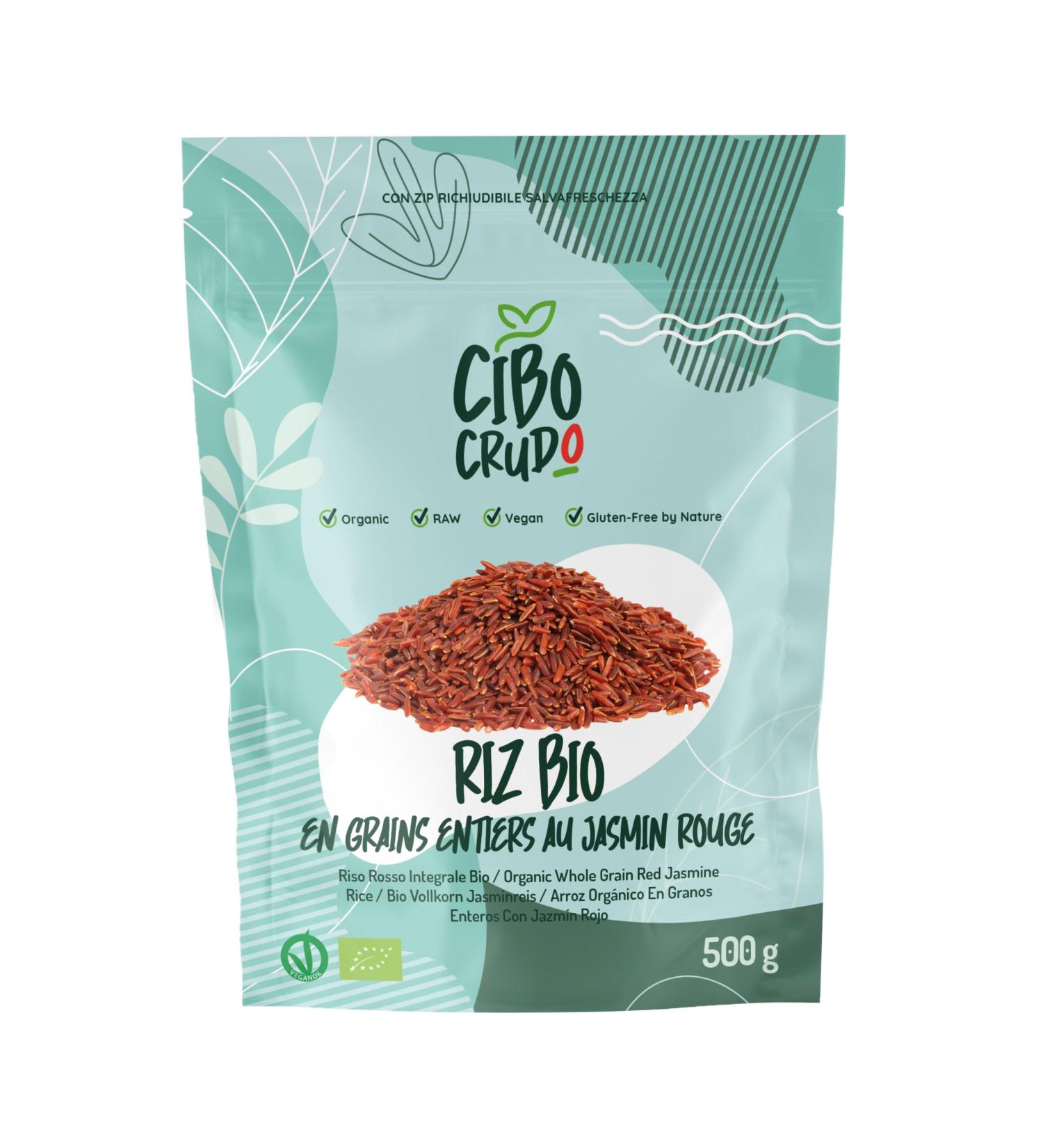 Organic and Whole Red Rice - 500g. Contains Fibers Monacolin Portein Vitamins B and Lignans. For Cold Recipes - Buy Online on GoSupps.com
