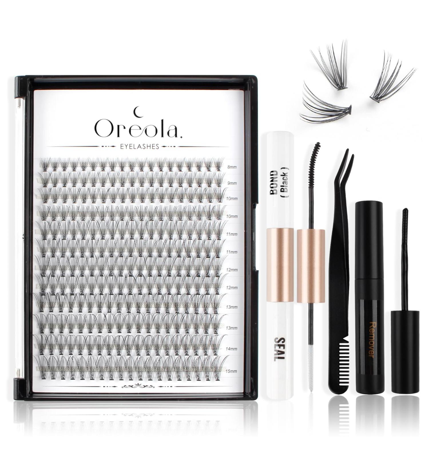 Oreola 228PCs Single Eyelashes Set - DIY Eyelash Extensions Kit with Applicator | 0.07d Thickness 8-15mm Clusters for Stunning Lashes at Home - Buy Online on GoSupps.com
