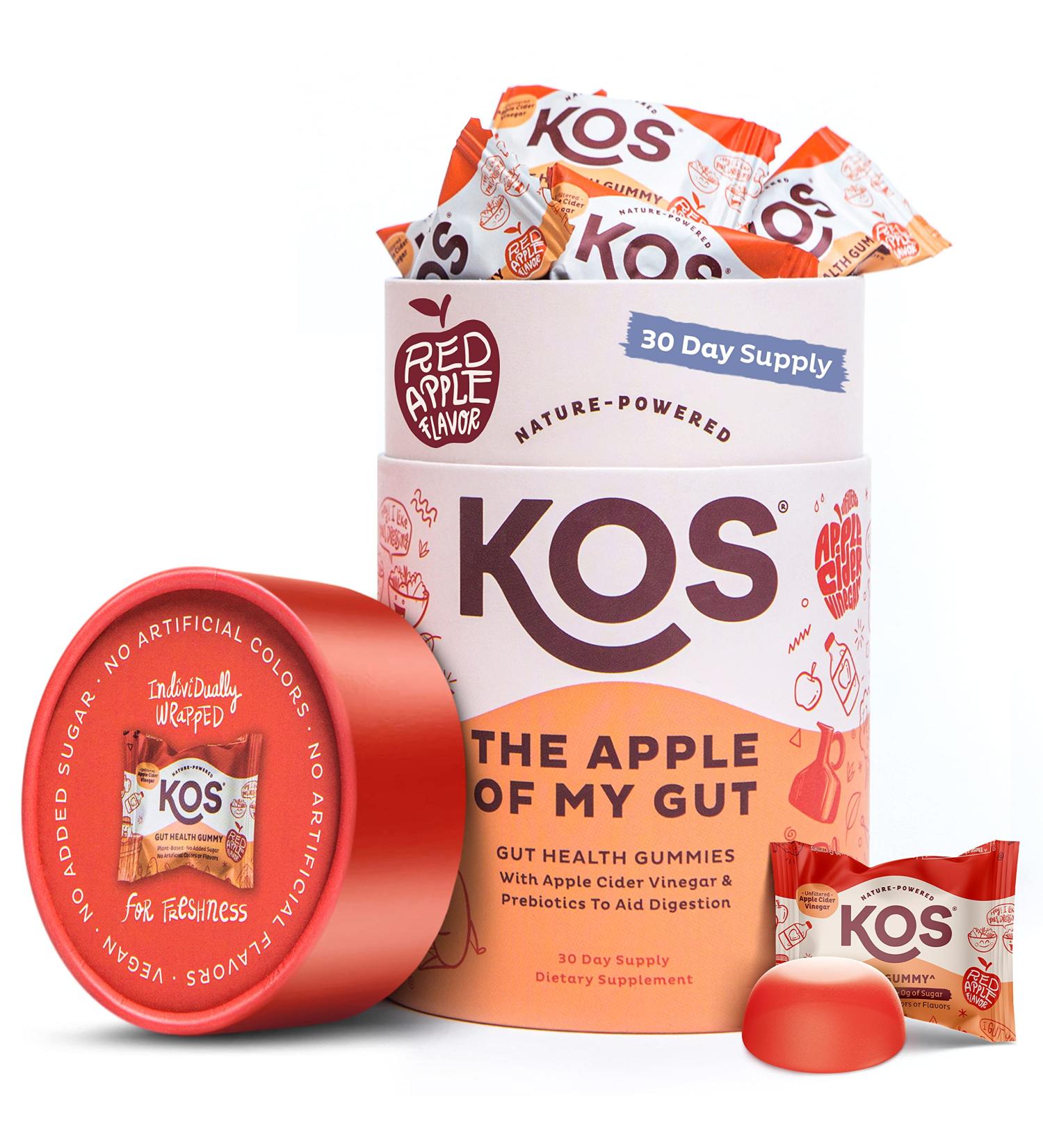 KOS Apple Cider Vinegar Gummies - Gelatin & Sugar Free - Vegan ACV Gummies - Individually Wrapped - Added Prebiotics for Optimum Gut Health - Apple Cider Gummies for Women & Men - 1 Month Supply 2. Apple Cider Vinegar Gummies - Buy Online on GoSupps.com