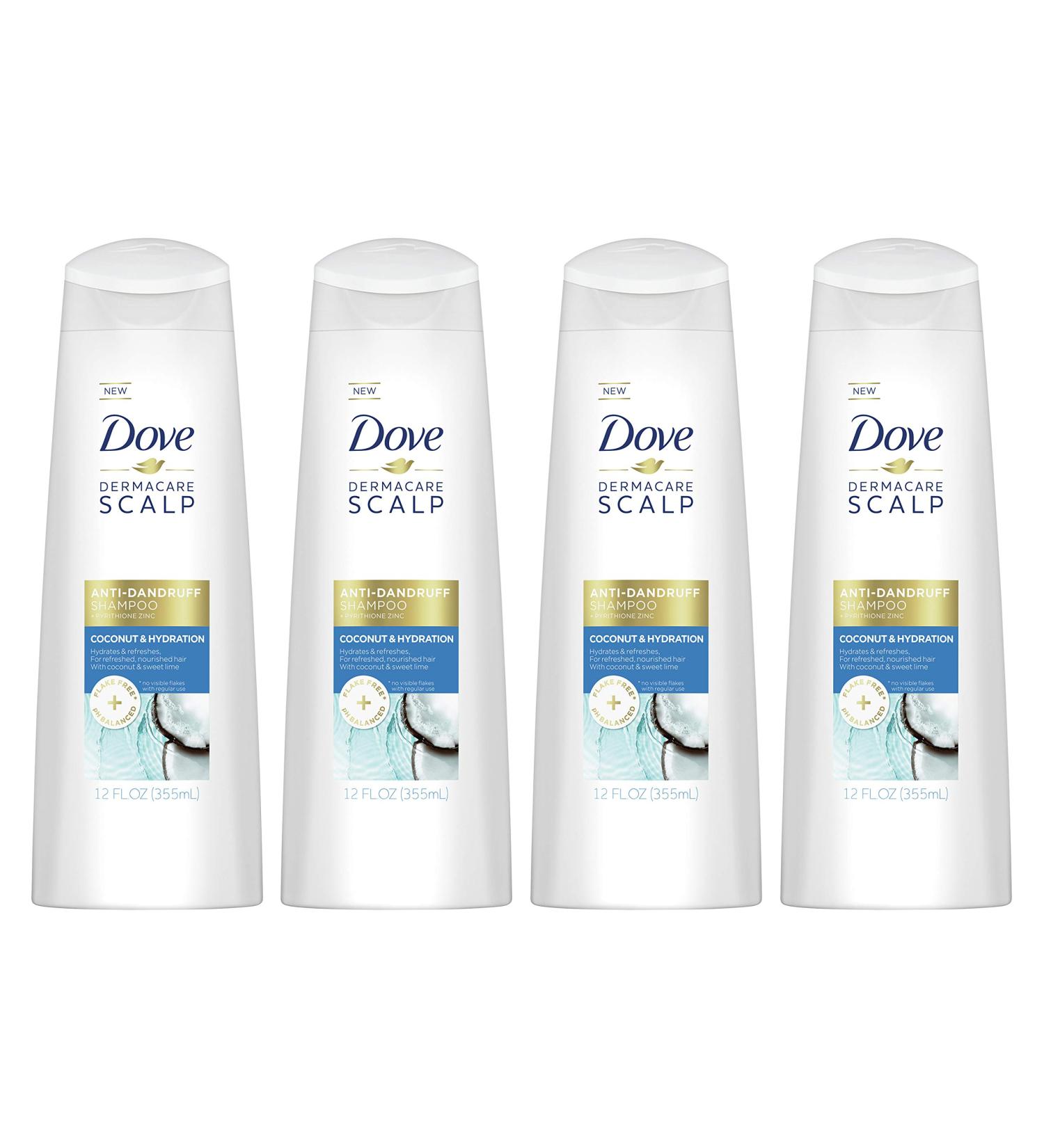 Dove Dermacare Coconut & Hydration Anti-Dandruff Shampoo 12oz - Pack of 4 - Buy Online on GoSupps.com