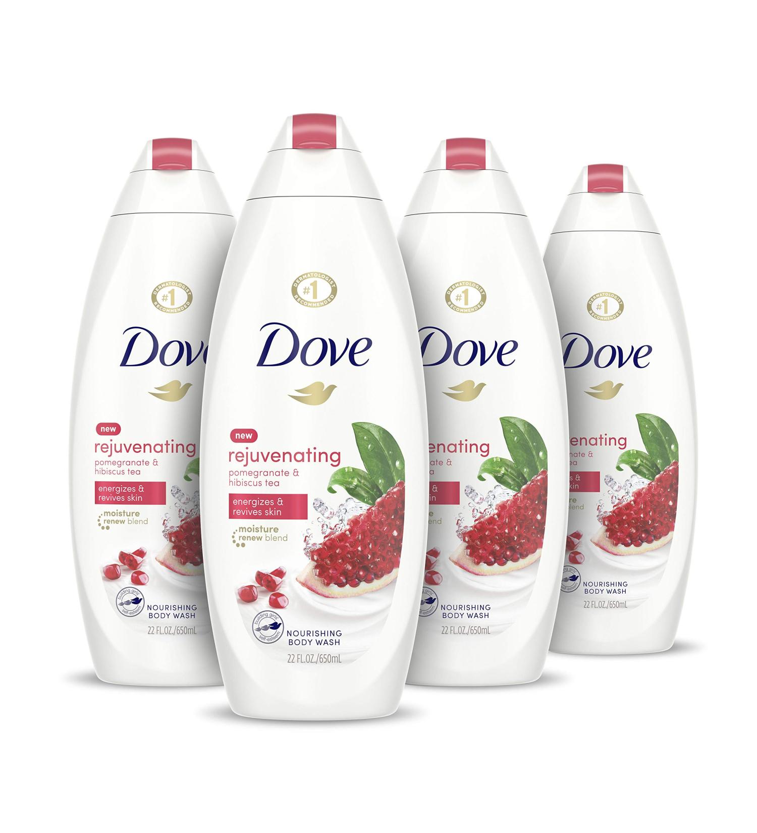 Dove Rejuvenating Pomegranate and Hibiscus Tea Body Wash 22 Fl Oz - Pack of 4 - Buy Online on GoSupps.com
