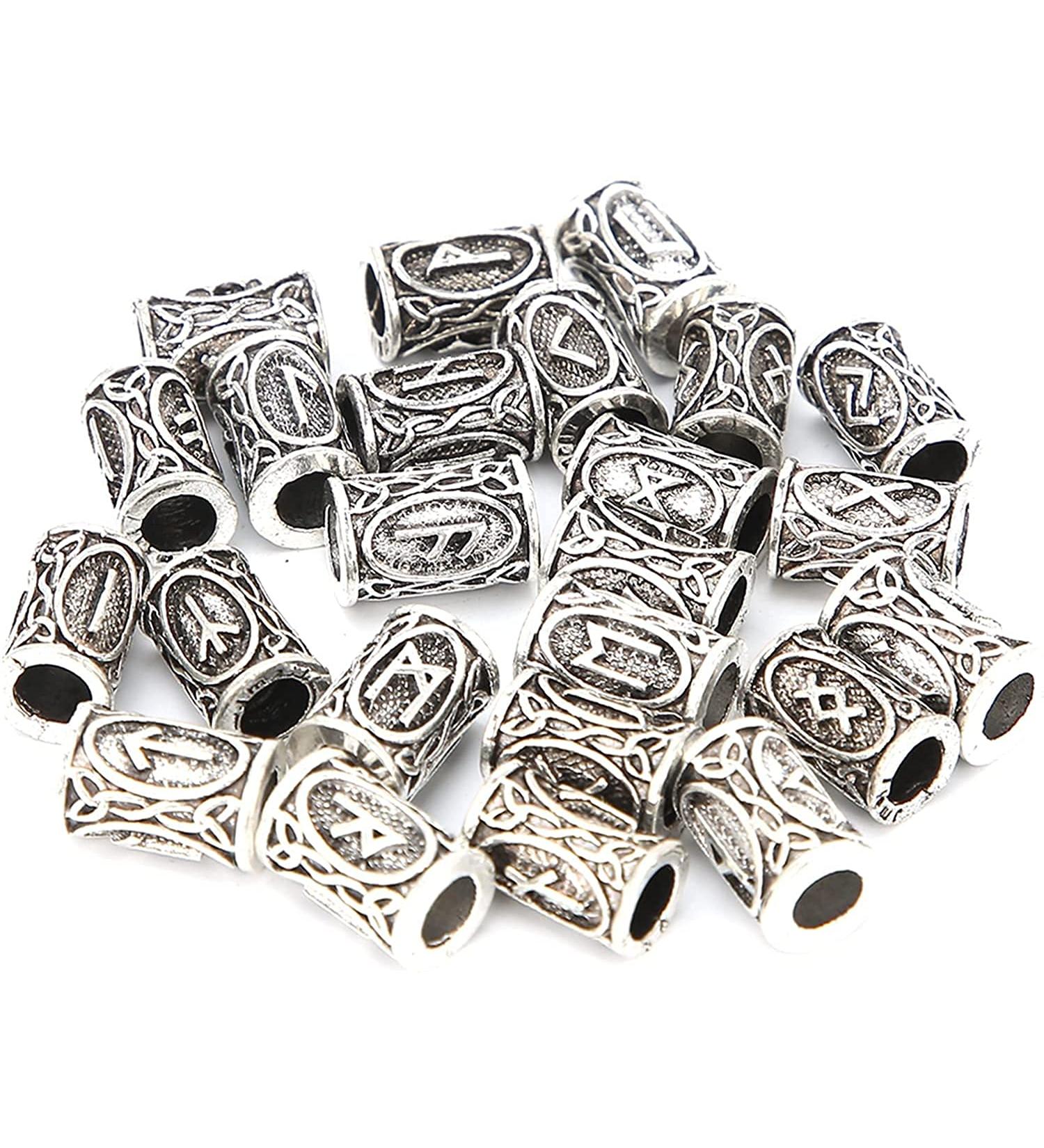 Beard Hair Beads 24Pcs Viking Hair Bead Alloy Vintage Dreadlock Beads Men Beard Tubes Hair Decoration Necklace Bracelet Jewelry DIY Braiding Jewelry Making Beads - Buy Online on GoSupps.com