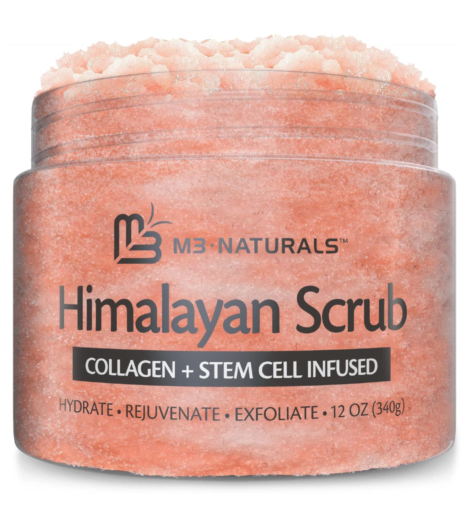 Himalayan Salt Foot & Body Scrub with Collagen and Stem Cell | Exfoliating Salt Scrub for Skin Toning | Deep Cleansing, Cellulite, Scars, Wrinkles | Moisturizing & Nutrient Absorption by M3 Naturals - Buy Online on GoSupps.com