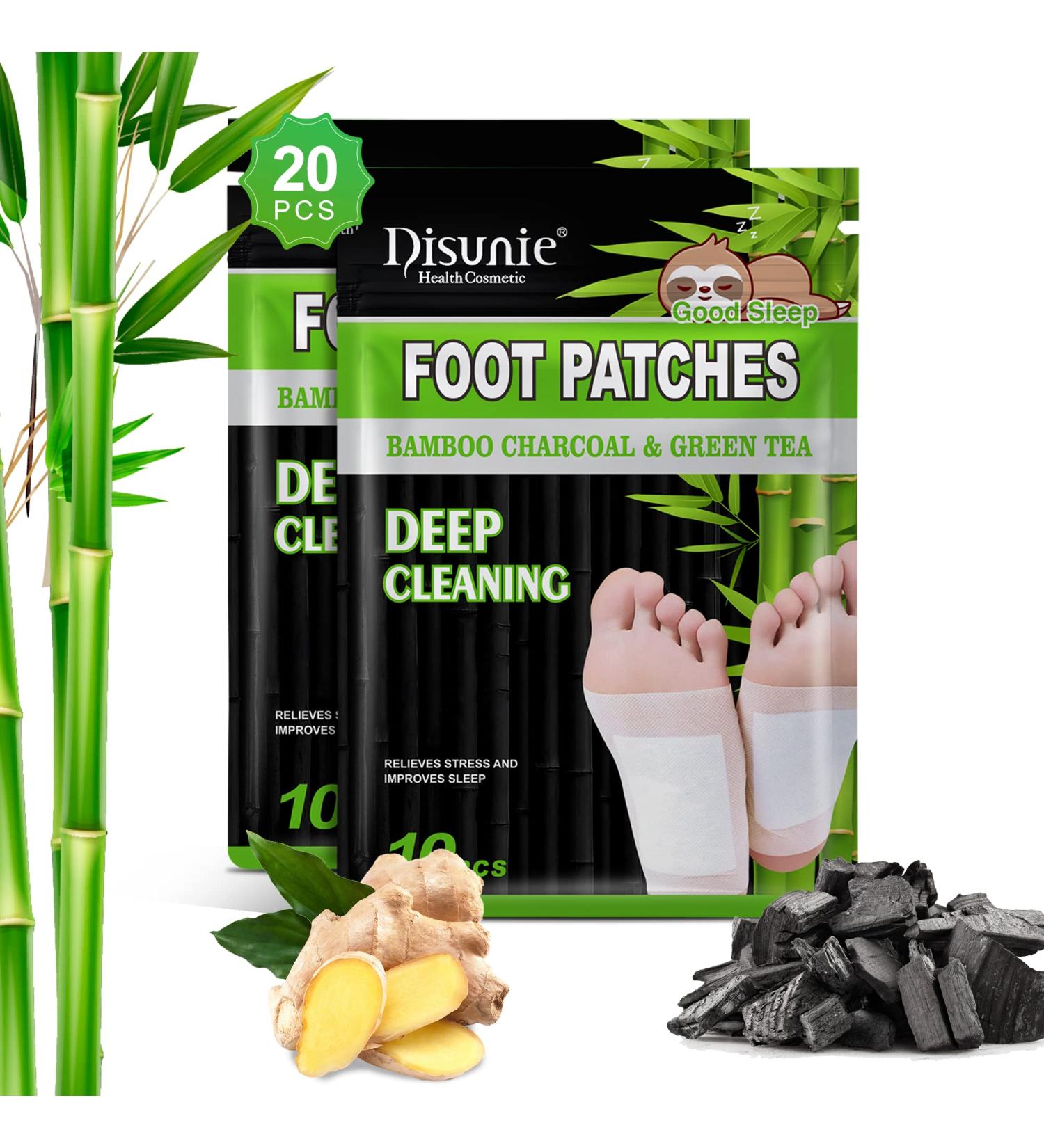 Disunie Natural Bamboo Charcoal Foot Pads - 20pcs | Deep Cleansing Foot Patches for Stress Relief & Sleep Improvement - Buy Online on GoSupps.com
