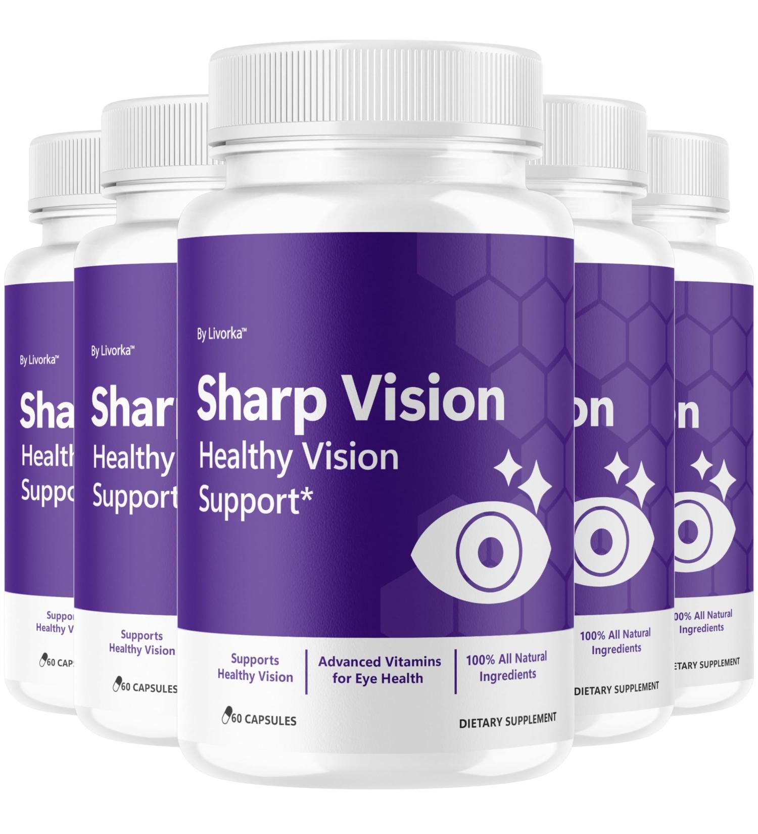 (5 Pack) Sharp Vision Capsules - Official SharpVision Eye Health Support Pills Natural Sharp Vision Advanced Supplement Vitamins for Overall Wellness & Support Health 300 Capsules for 5 Months - Buy Online on GoSupps.com
