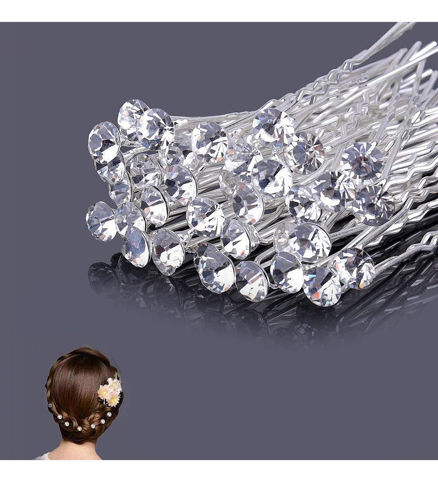30 Crystal Rhinestone Hairpins for Brides - U-Shape Hair Jewelry for Weddings & Parties - Buy Online on GoSupps.com