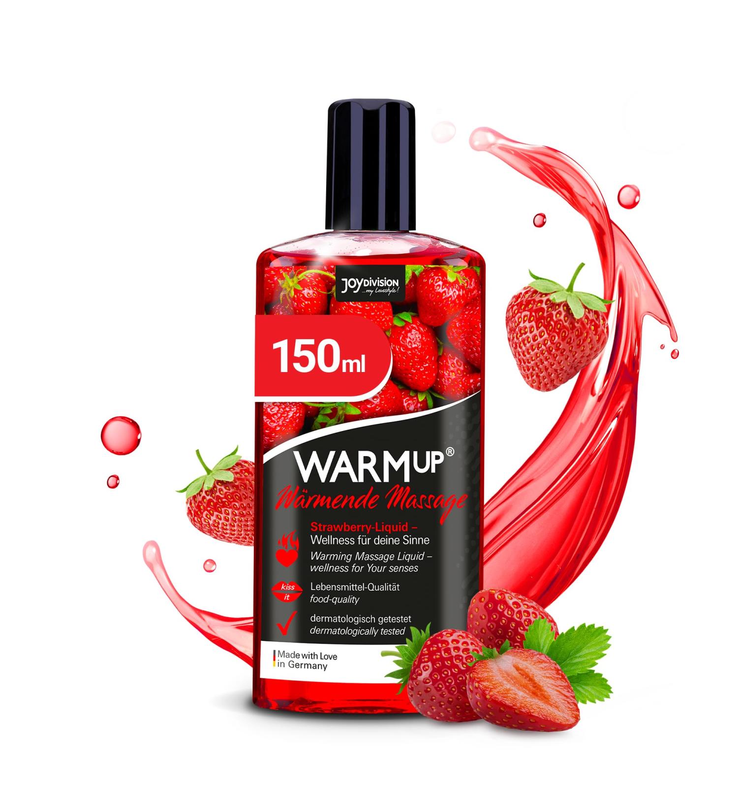 JoyDivision WarmUp Massage Oil Strawberry 150ml | Warming Massage Oil with Strawberry Fragrance & Taste | Heat Effect | Premium Massage Liquid - Buy Online on GoSupps.com