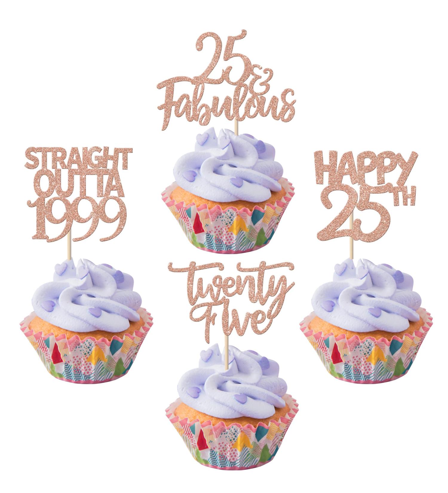 24 Pieces 25th Birthday Cake Toppers Straight Outta 1998 Cupcake Toppers Twenty-five Awesome Since 1998 Cupcake Picks 25 Fabulous Cake Decorations for 25th Birthday Anniversary Party Rose Gold 25th Rose Gold - Buy Online on GoSupps.com