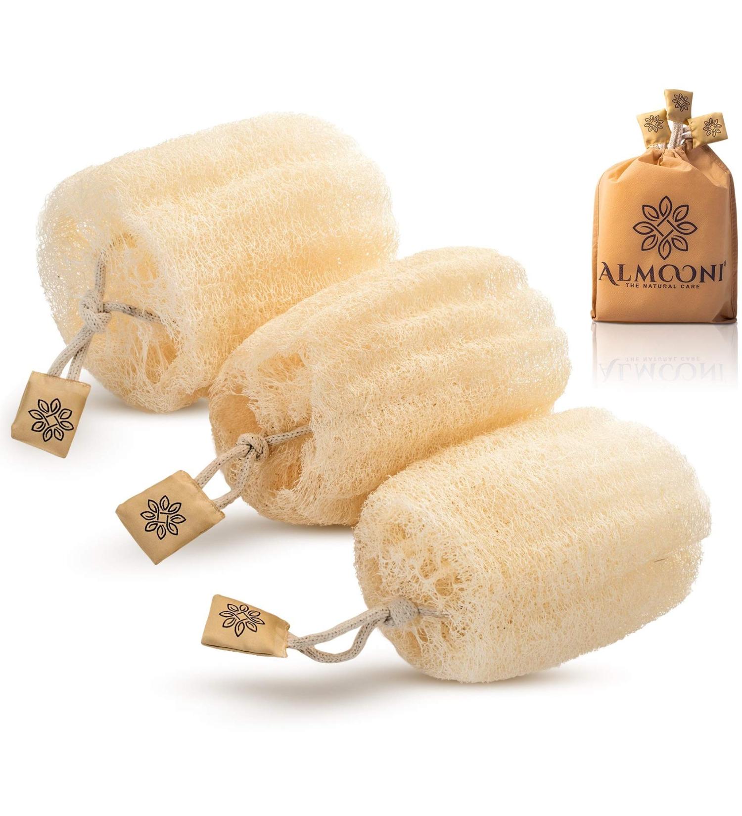 Natural Egyptian Shower Loofah Sponge Body Scrubber - 3 Count (1 Pack) - Buy Online on GoSupps.com