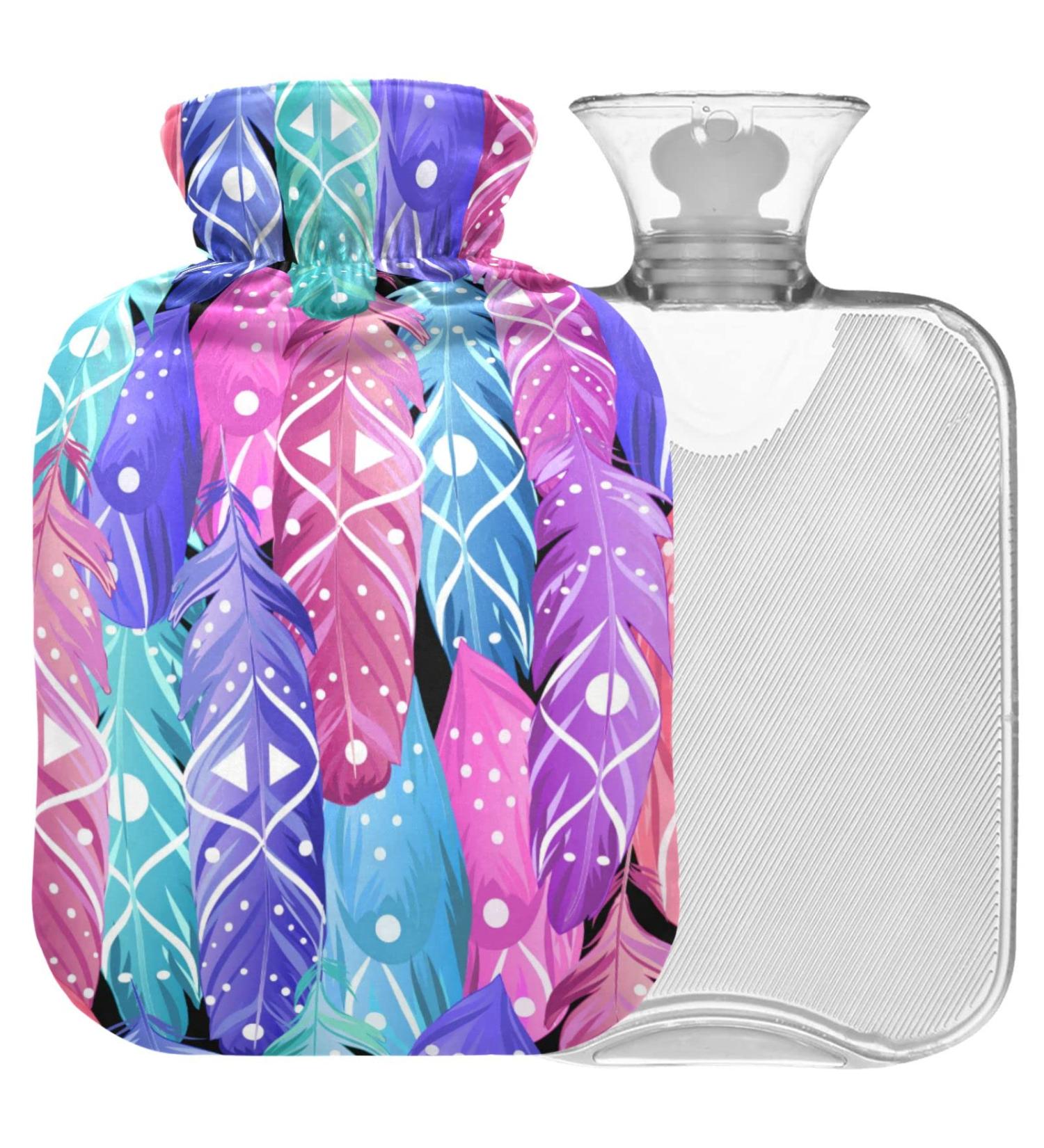 Buy Naanle Hot Water Bottle with Cover - BOHO Transparent 1L for Pain Relief & Warmth | Ideal for Back Neck Hand & Foot Therapy - Buy Online on GoSupps.com