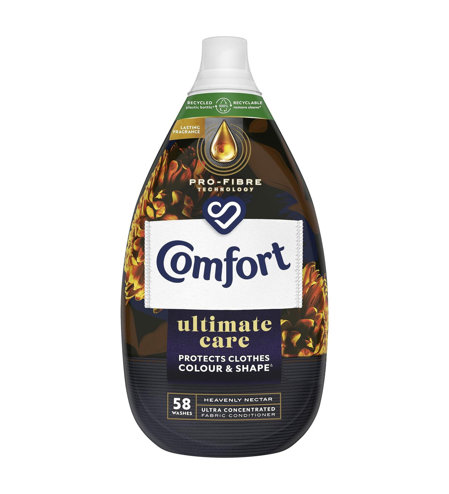 Comfort Ultimate Care Fabric Conditioner 870ml | Heavenly Nectar Scent | 58 Washes | 100% Recycled Plastic Bottle - Buy Online on GoSupps.com