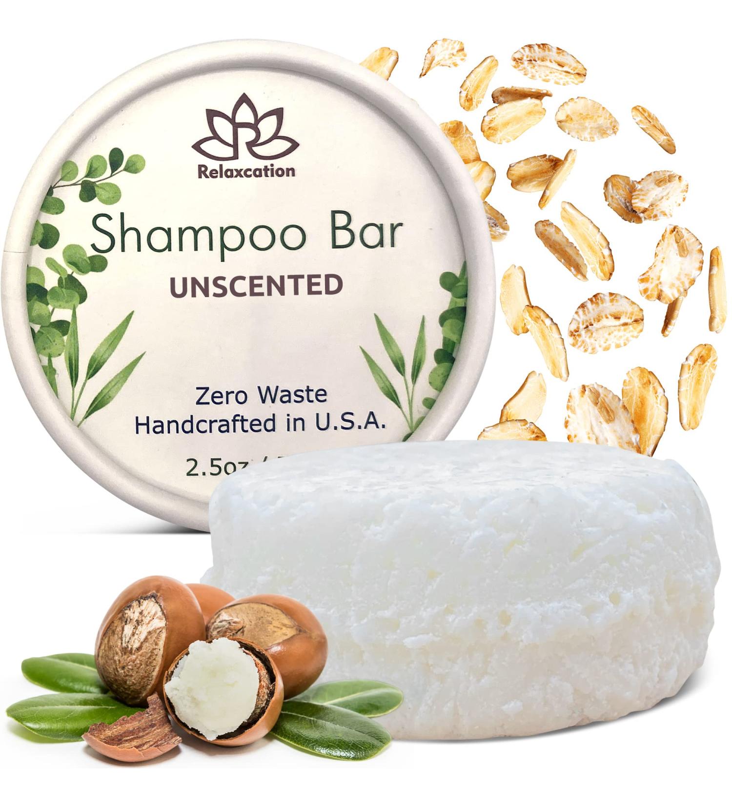 Relaxation Organic Unscented Solid Shampoo Bar for Damaged Hair - Nourishing Shea Butter & Oils Handmade in USA - Ideal for Normal & Sensitive Skin - Buy Online on GoSupps.com