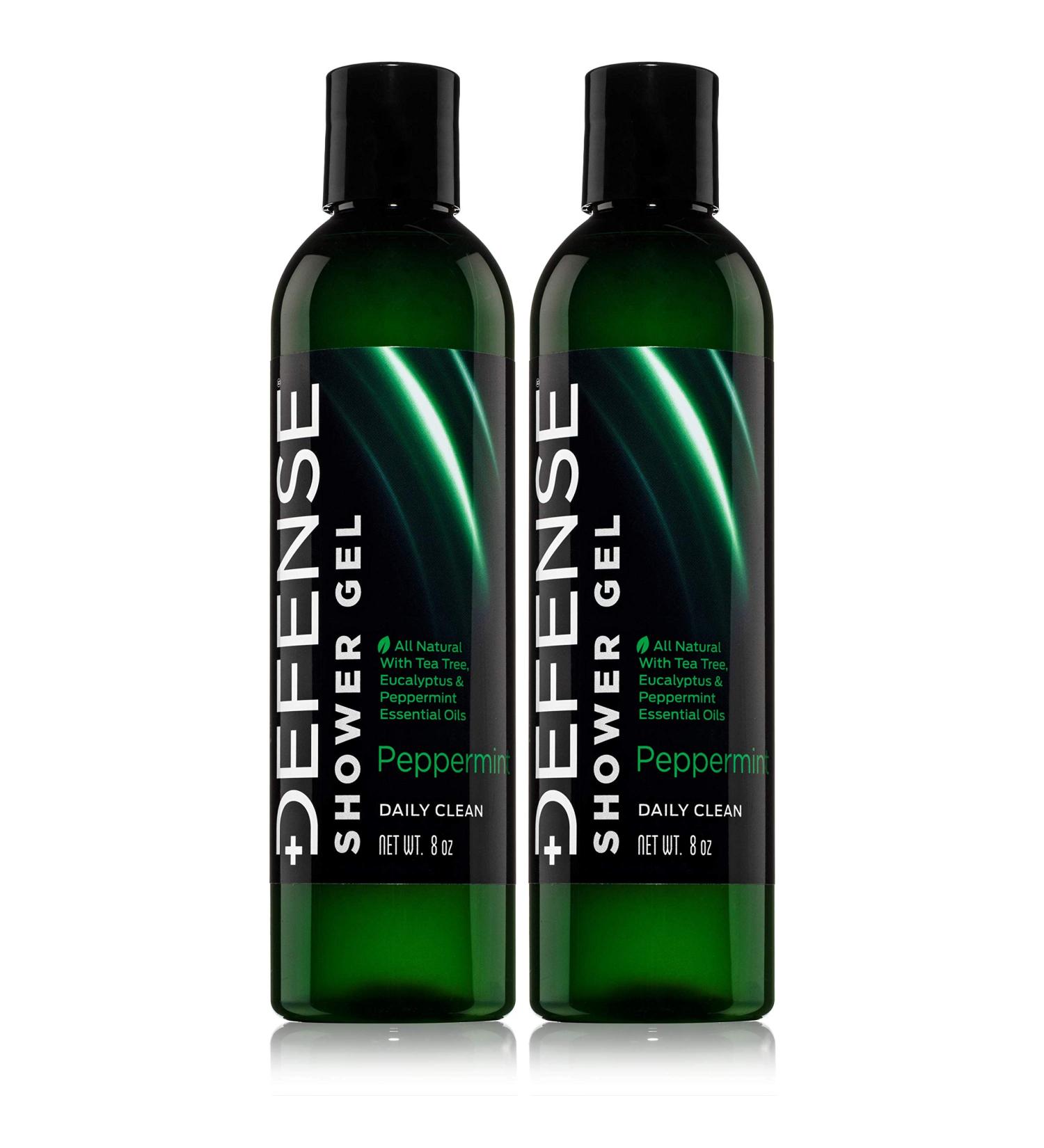Defense Soap Peppermint Body Wash Shower Gel 8 Oz (Pack of 2) | Tea Tree & Eucalyptus Oil | Natural Formula | 16 Fl Oz Total - Buy Online on GoSupps.com
