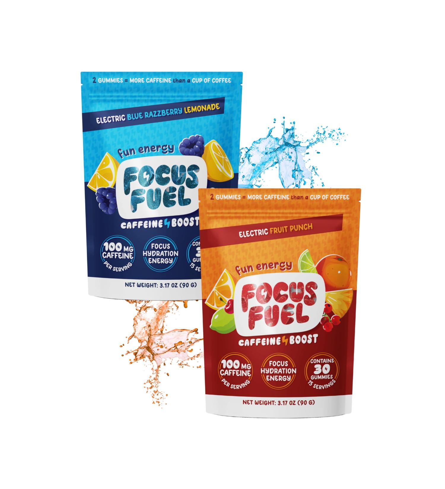 FocusFuel Energy Chews Variety Pack Fruit Punch & Blue Razzberry Lemonade Flavors (2-Pack 30 Servings Total) 100mg Natural Caffeine + Nootropics Bold Flavor Clean Energy No Crash - Buy Online on GoSupps.com