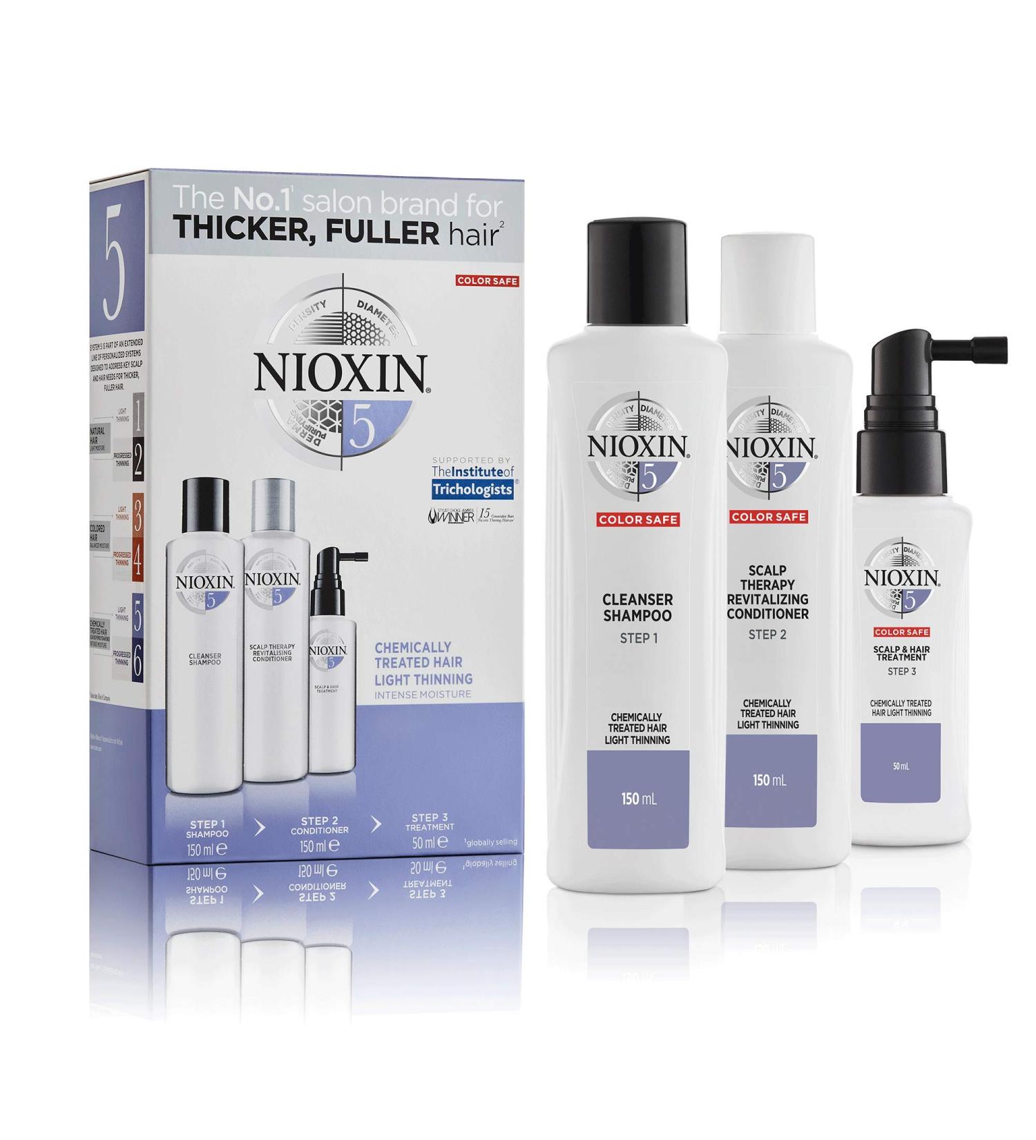 Nioxin System 5 Trial Kit for Chemically Treated Hair with Light Thinning - Scalp Therapy & Hair Thickening Treatment - Buy Online on GoSupps.com