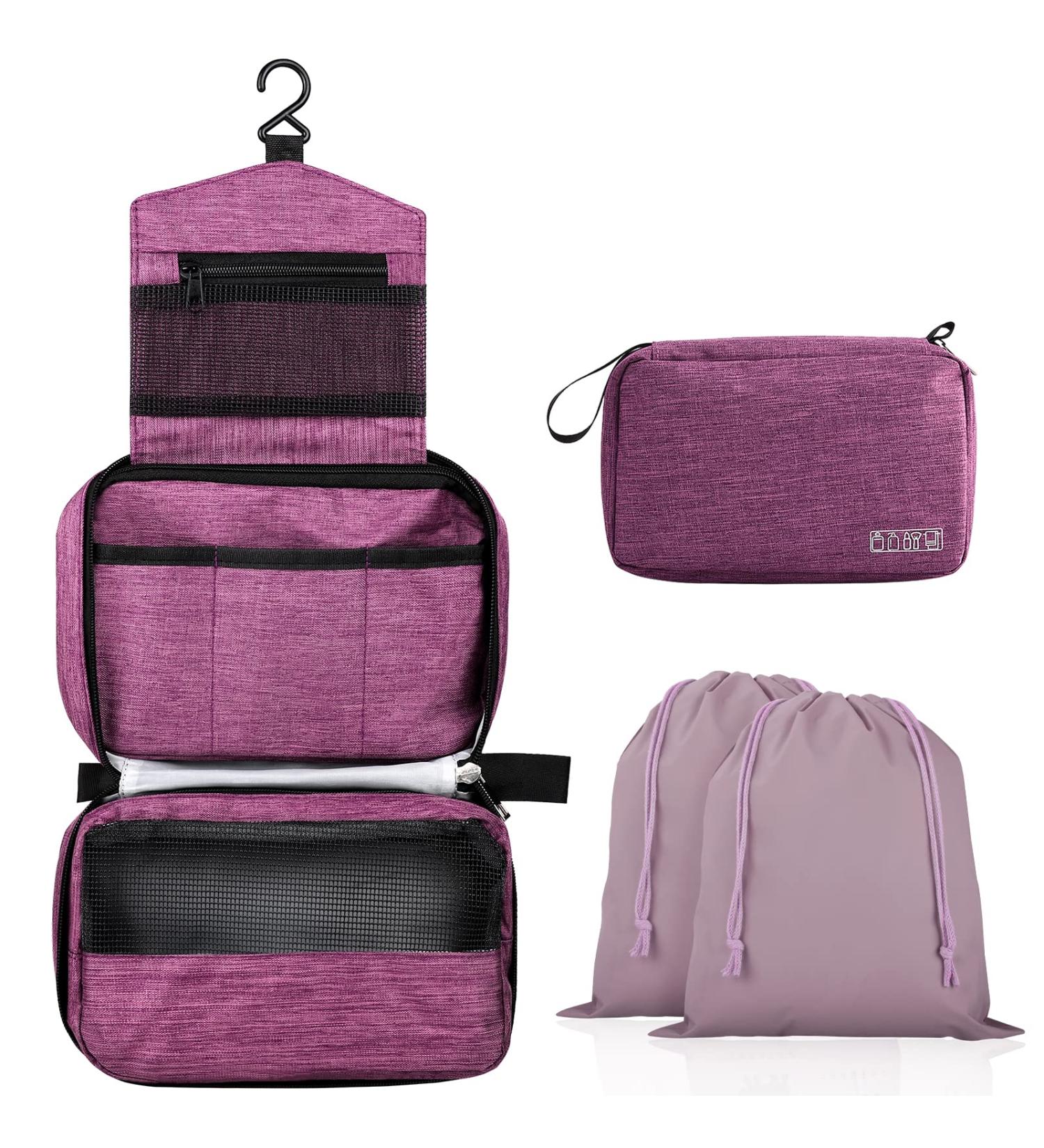 Januts Hanging Travel Toiletry Bag - Waterproof Makeup Organizer for Women and Men, Violet - Buy Online on GoSupps.com