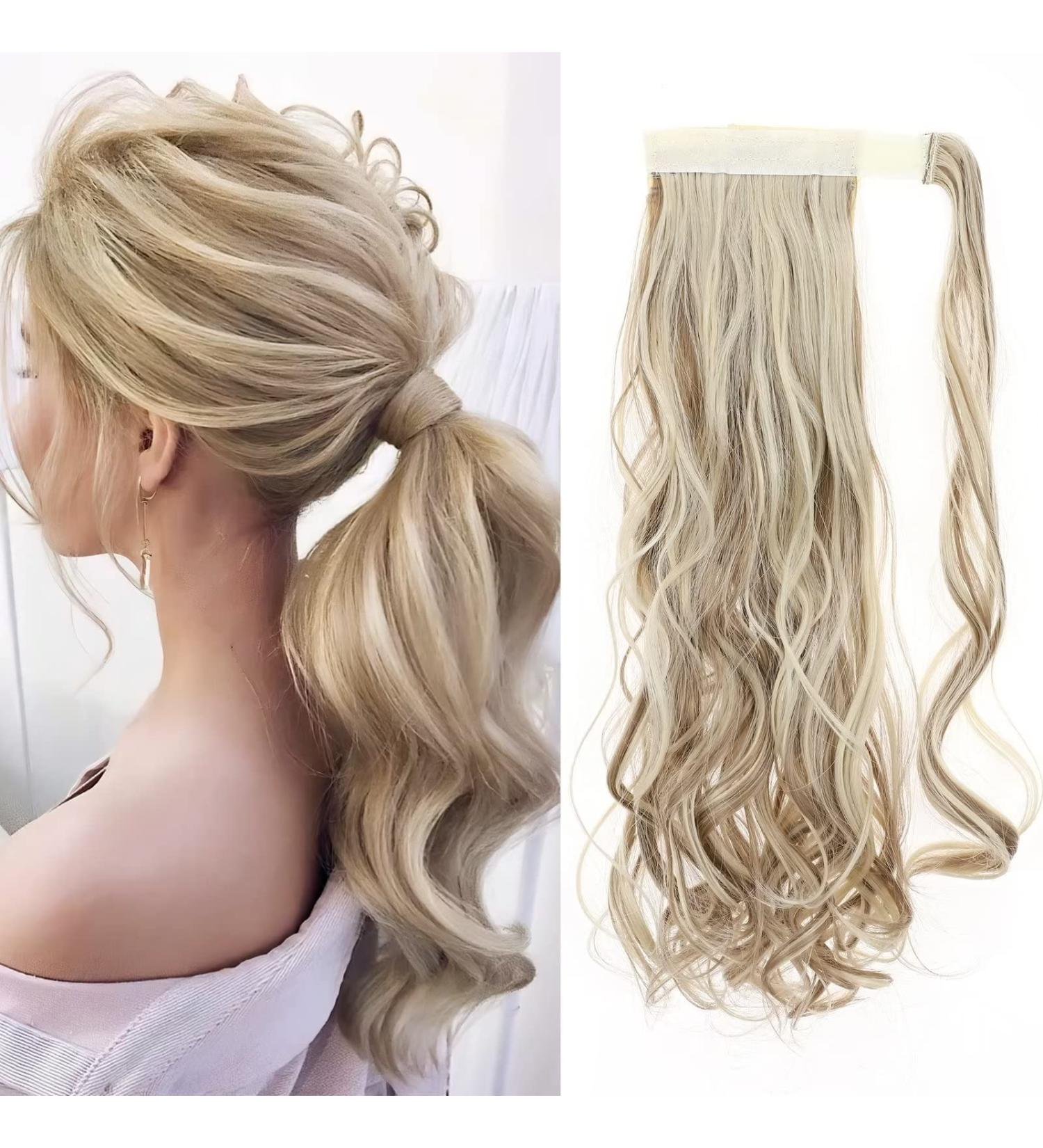 Tess Ponytail Extension - 40cm Ashblond Balayage Wavy Braid | 90g Long Hair Extension (#16P613) - Buy Online on GoSupps.com