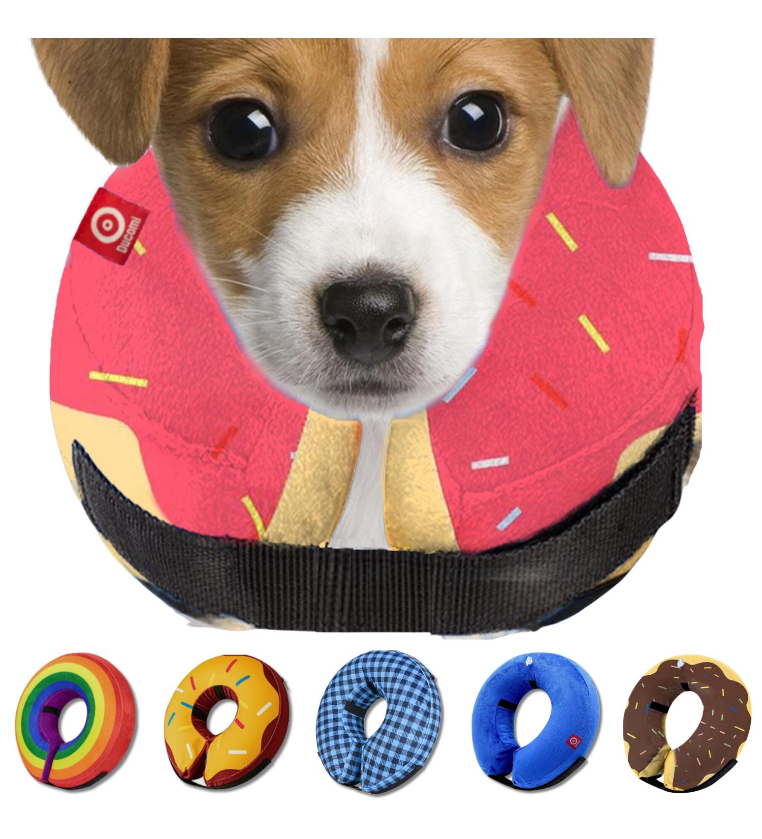 Ducomi Inflatable Breakdown Dog & Cat Collar - Relaxation & Freedom of Movement - Prevents Scratches & Bites - XS Pink Donuts - Buy Online on GoSupps.com