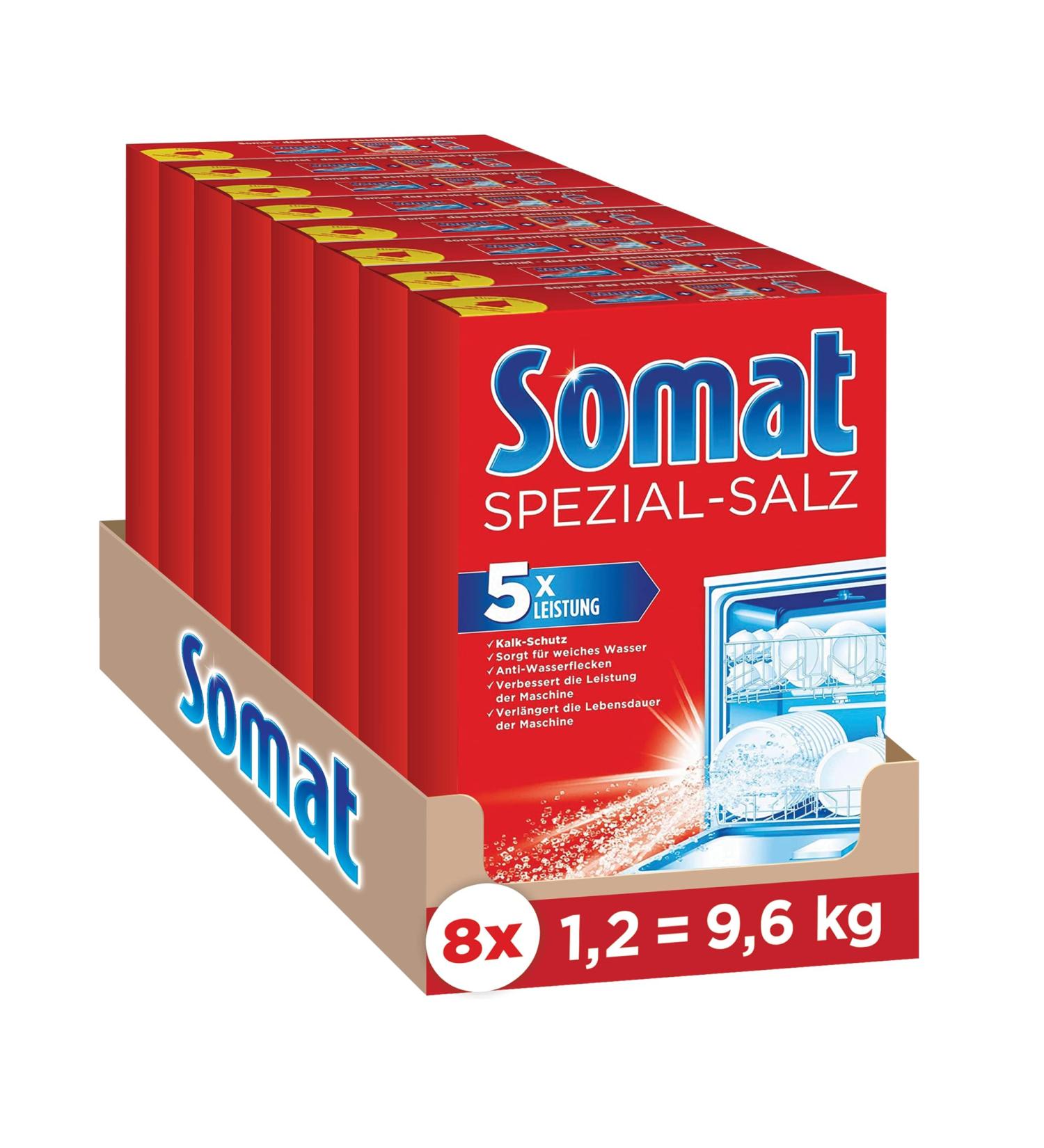Buy Somat Special Salt 8x1.2 kg | Dishwasher Salt for Soft Water & Lime Prevention | Glossy Results - Buy Online on GoSupps.com
