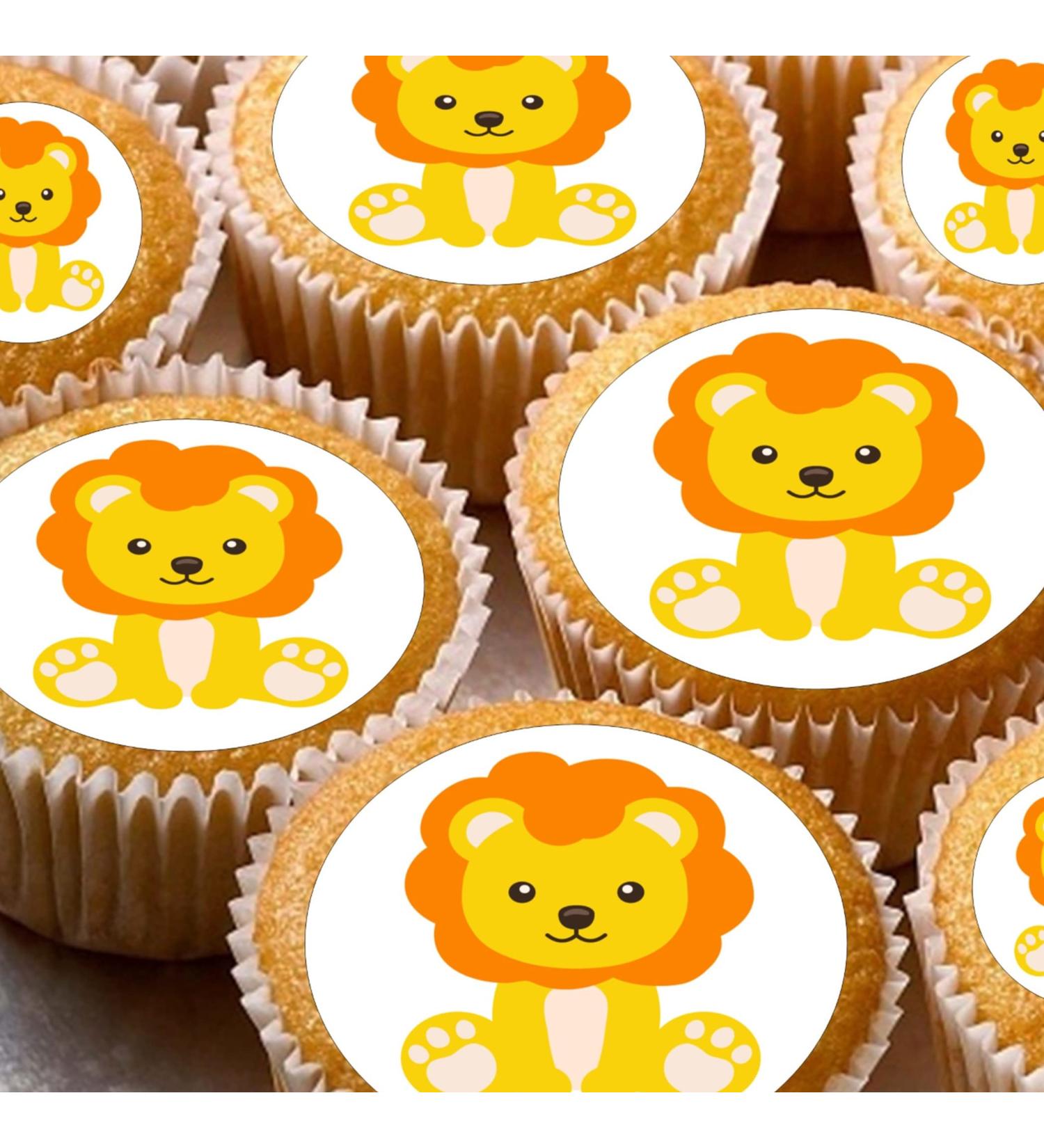 24 edible Lions childrens party decorations Iced/Icing Cupcake Topper Edible Fairy Cake Bun Toppers Round - Buy Online on GoSupps.com