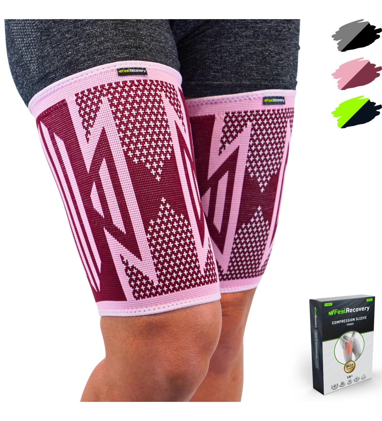 FEEL RECOVERY 2 Compression Bandage for Knee Quad & Groin Pain - Breathable Non-Slip XL Bordeaux for Men & Women - Buy Online on GoSupps.com
